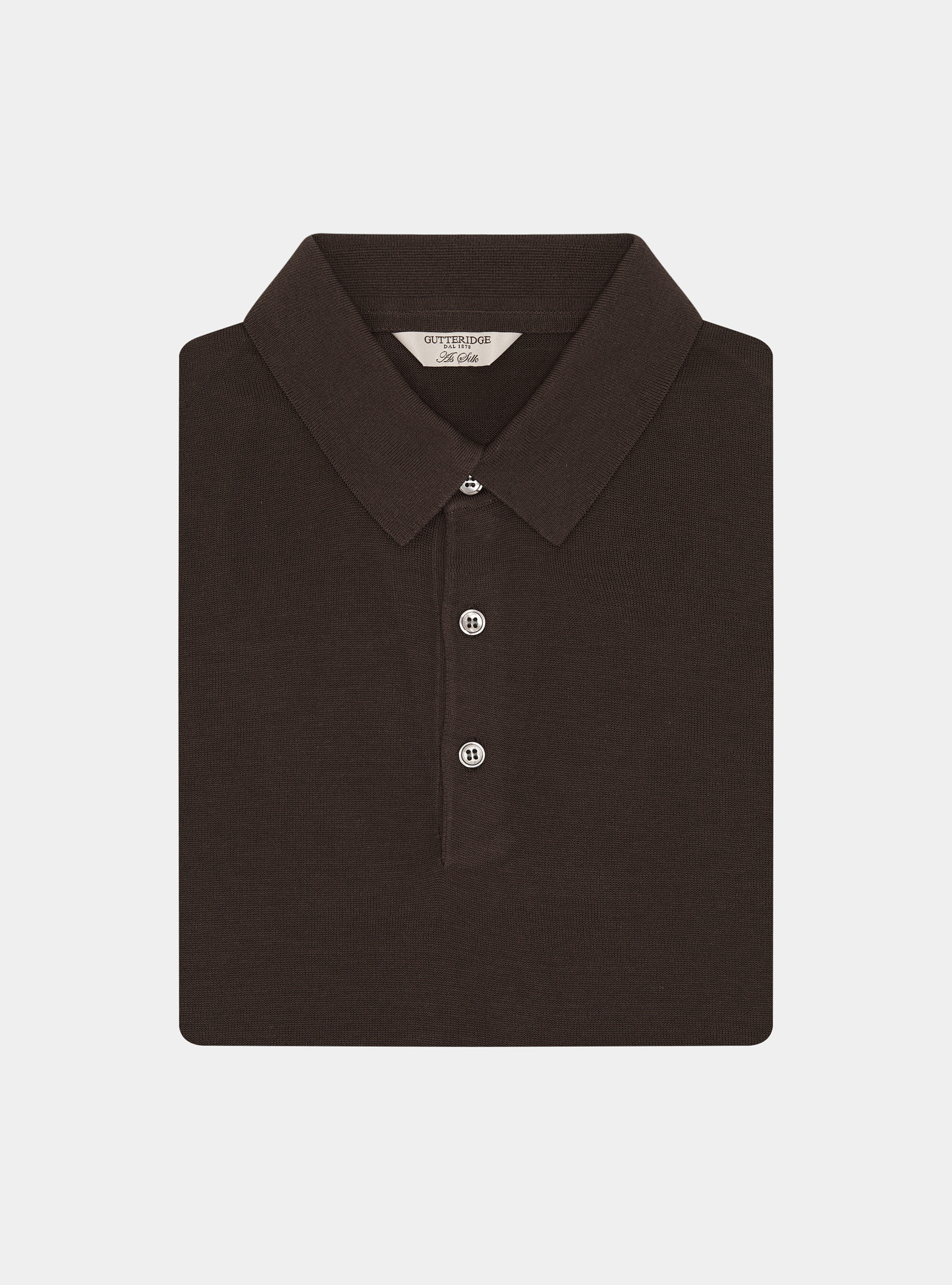 Cotton and silk polo shirt, BROWN