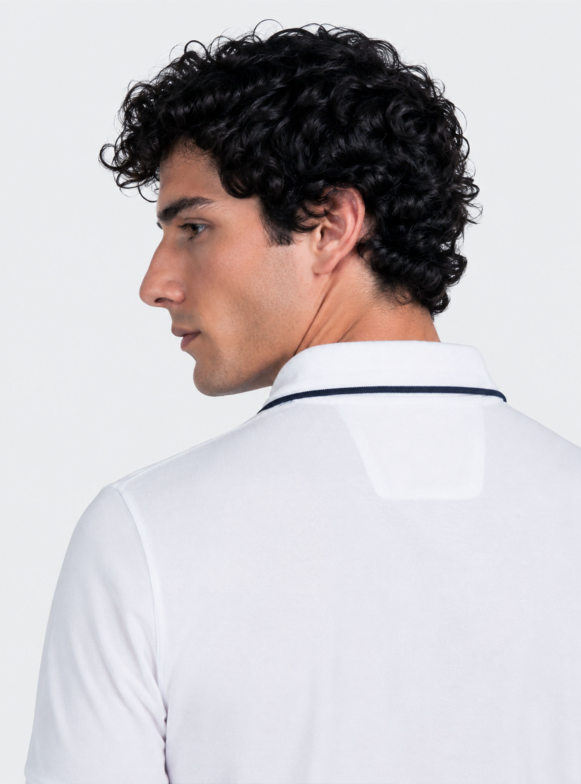 Polo GT01 senza bottoni in piquet stretch, BIANCO