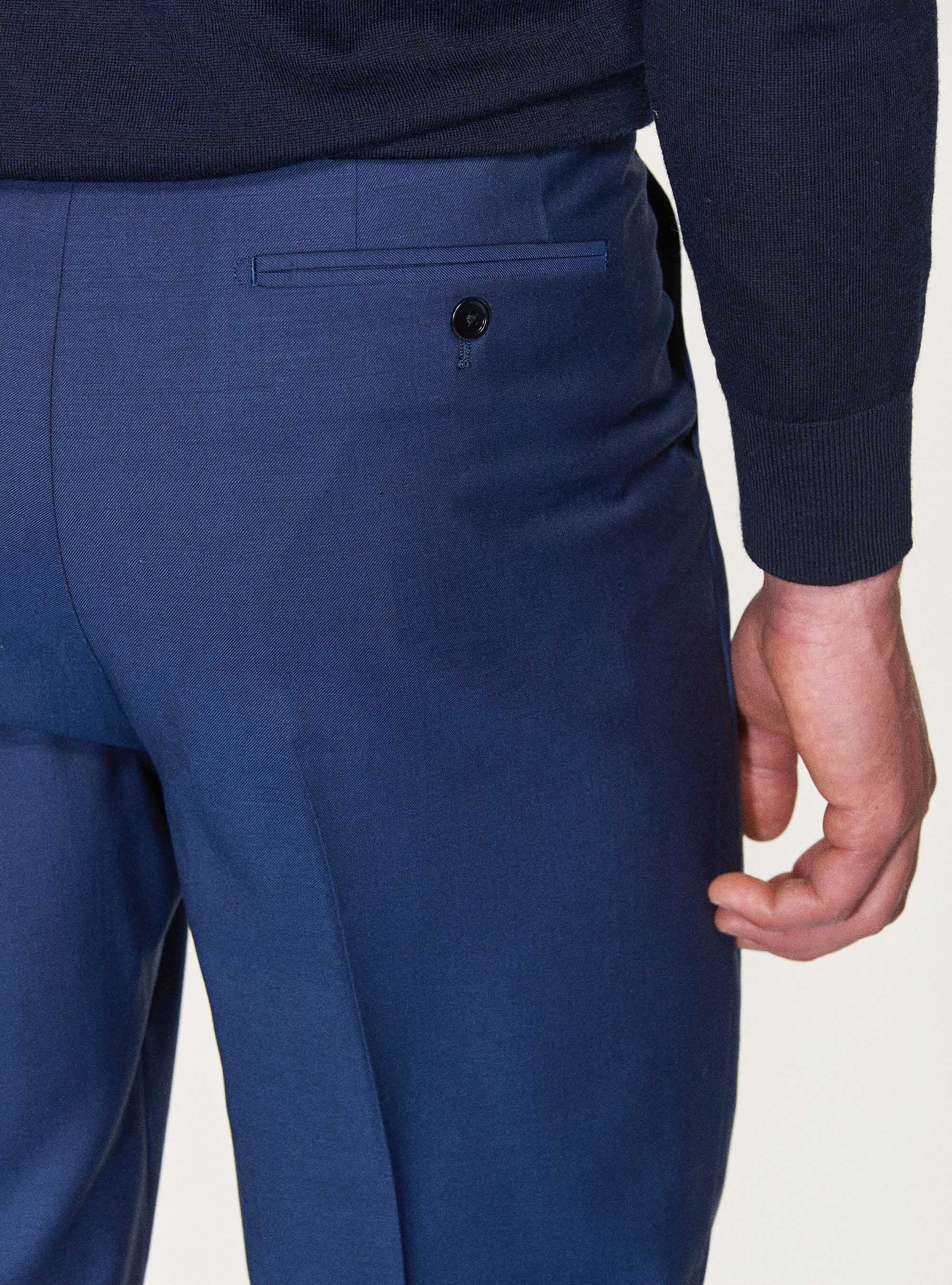 Double pleat trousers in pure 120's superfine wool, BASALT