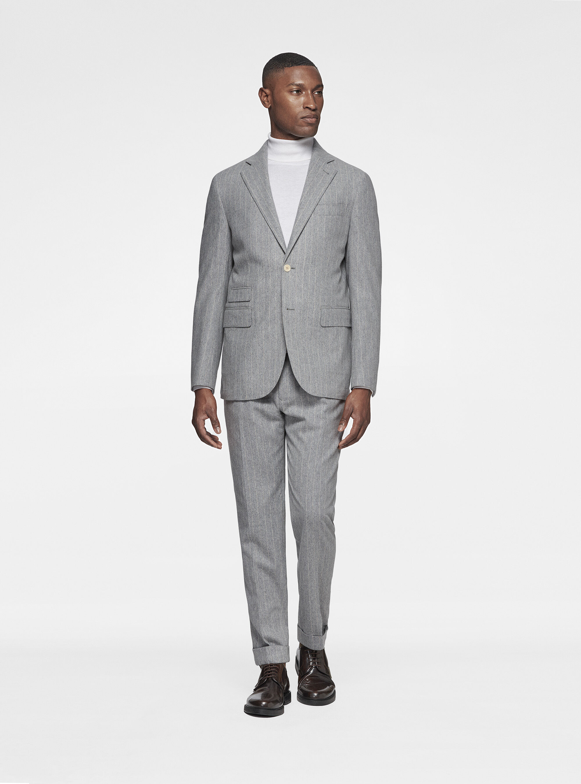 Flanelljacke mit Nadelstreifen, GRIGIO CHIARO MEL 0150C