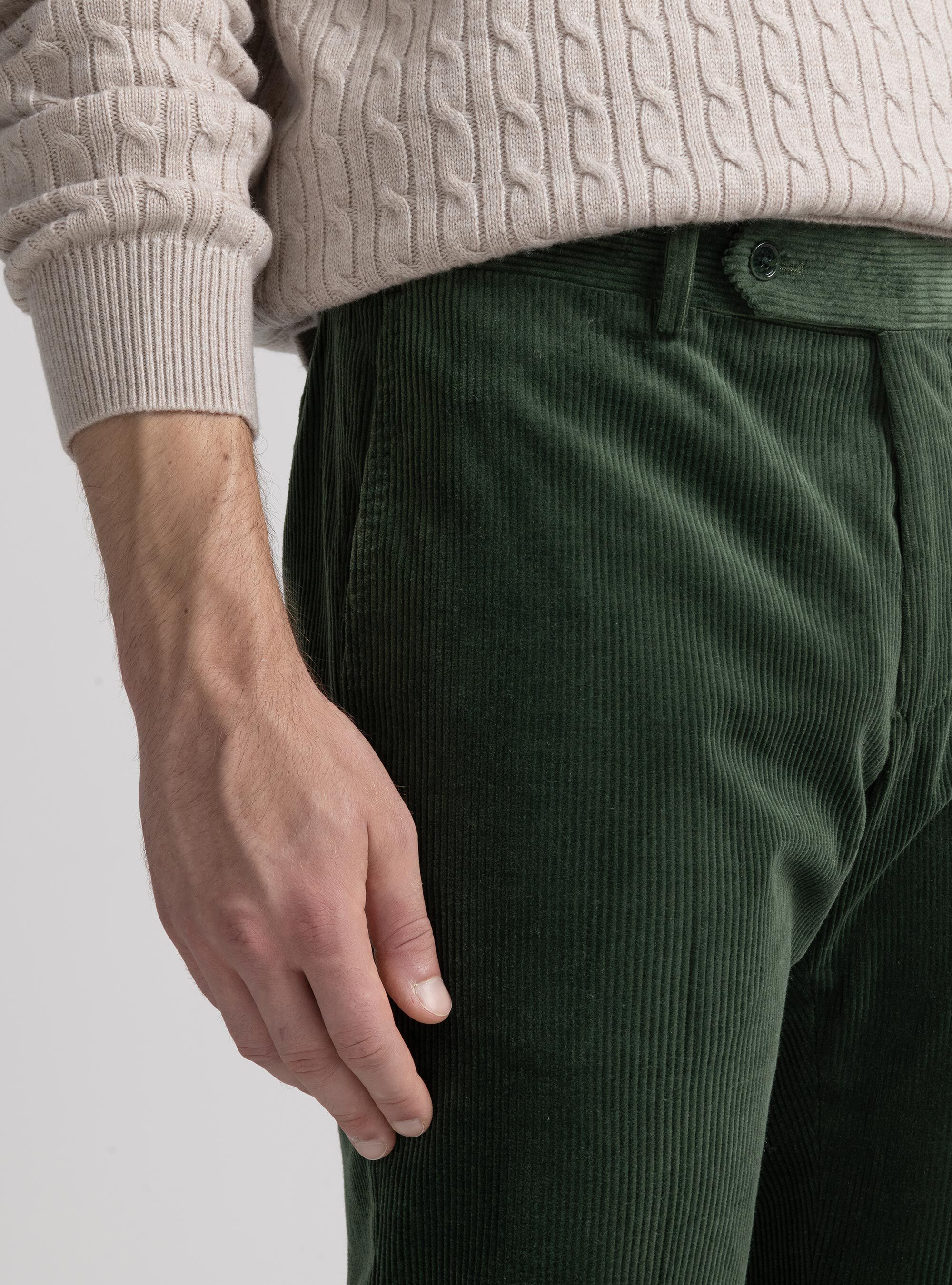 Pantal&oacute;n de terciopelo el&aacute;stico Duca Visconti di Modrone, VERDE