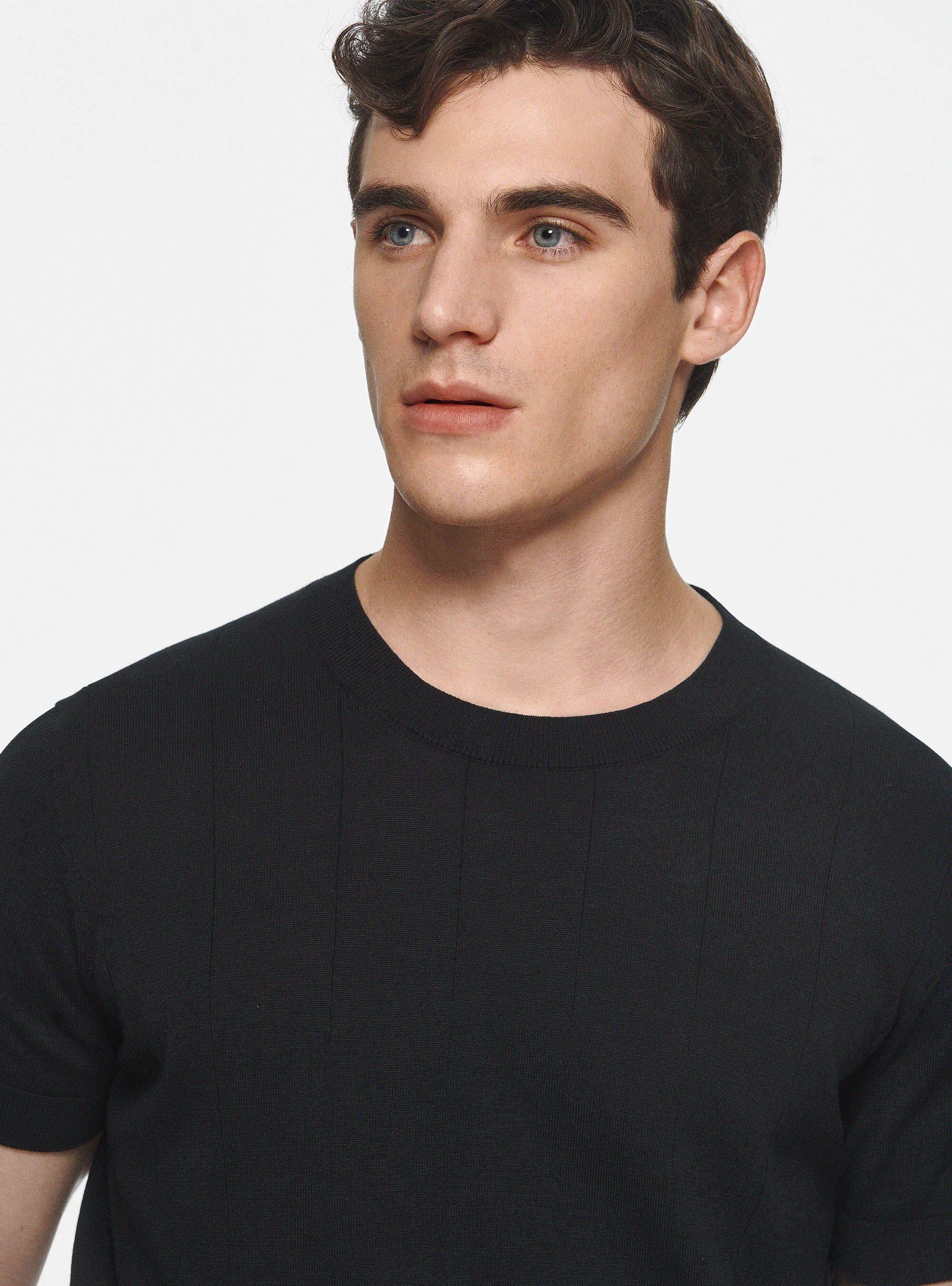 Punto liso de algod&oacute;n puro, NEGRO