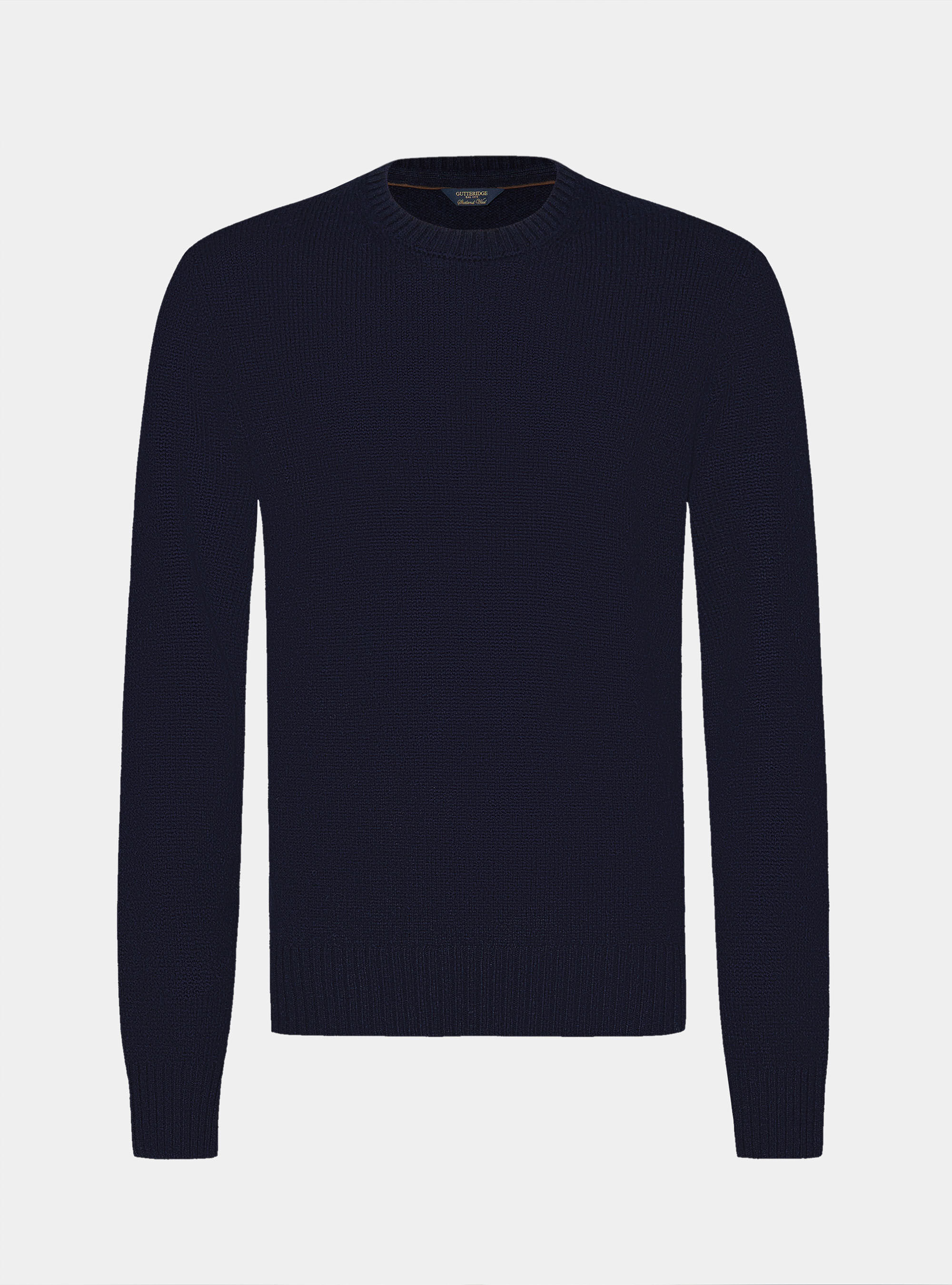Pure Shetland wool crewneck sweater, NAVY BLUE