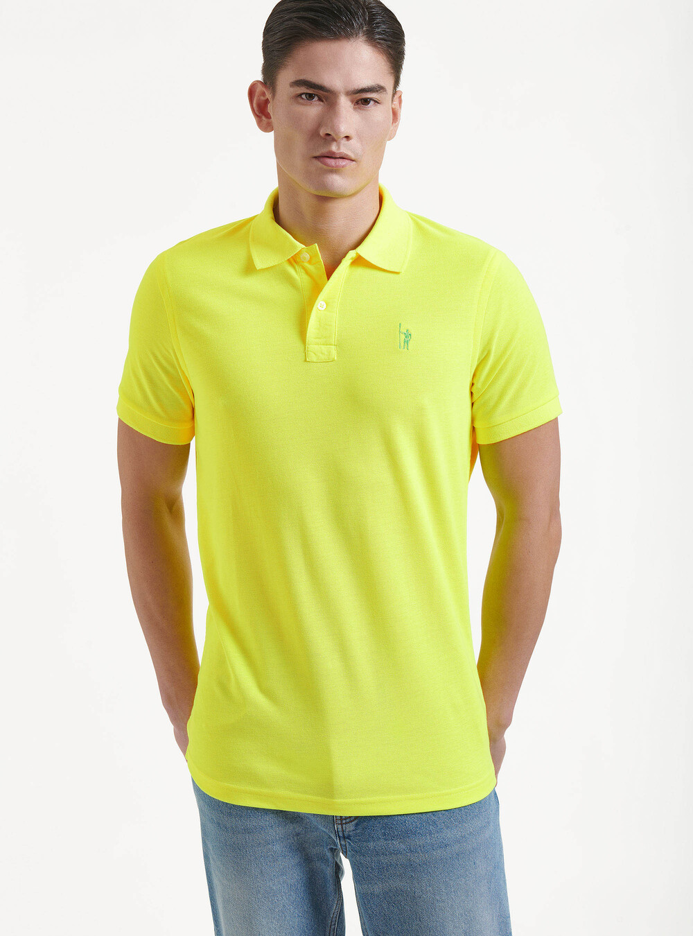 Fluorescent piqué polo shirt with embroidery | GutteridgeUS | Polo Uomo