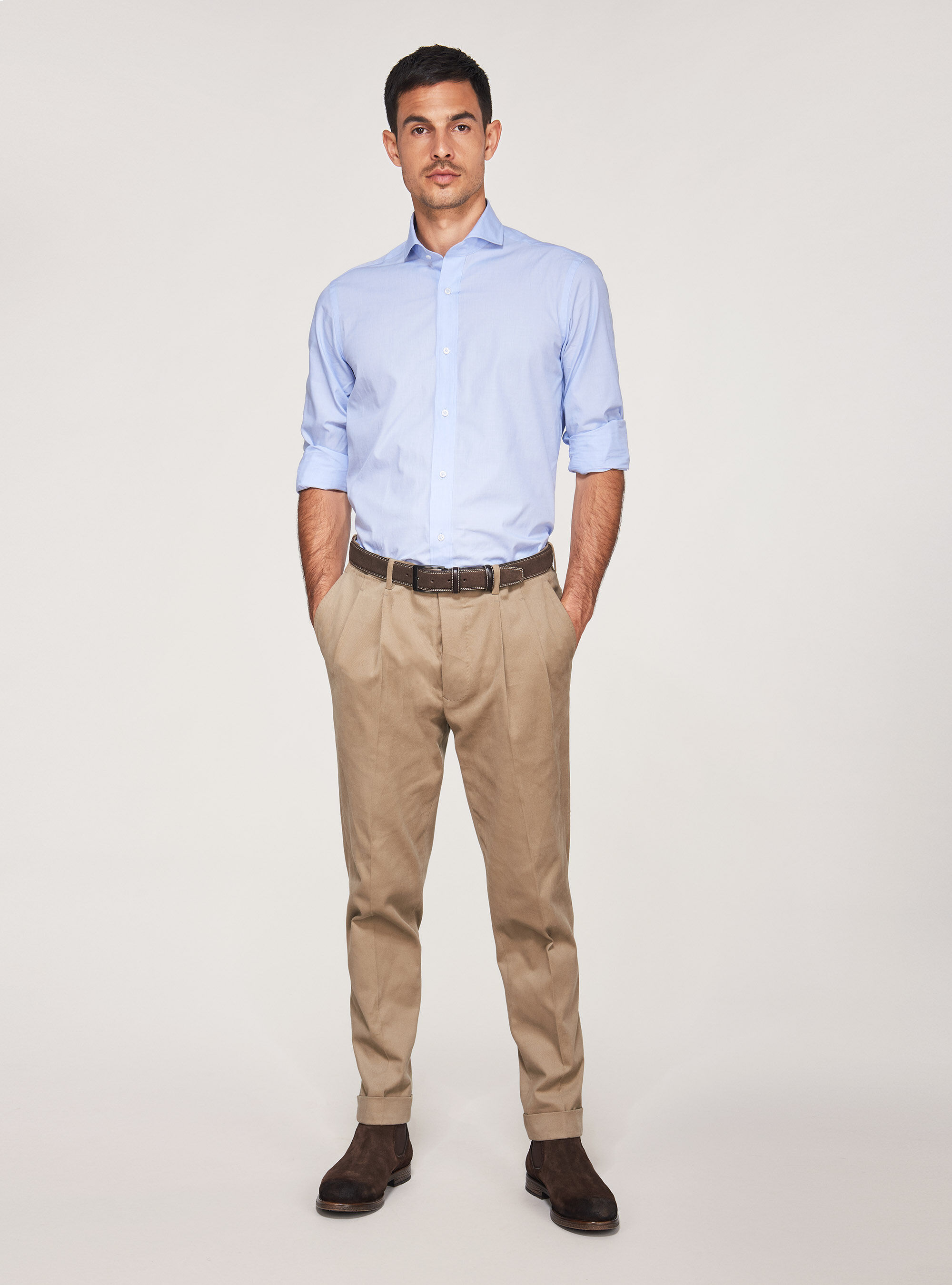 Cotton fil a fil French collar shirt