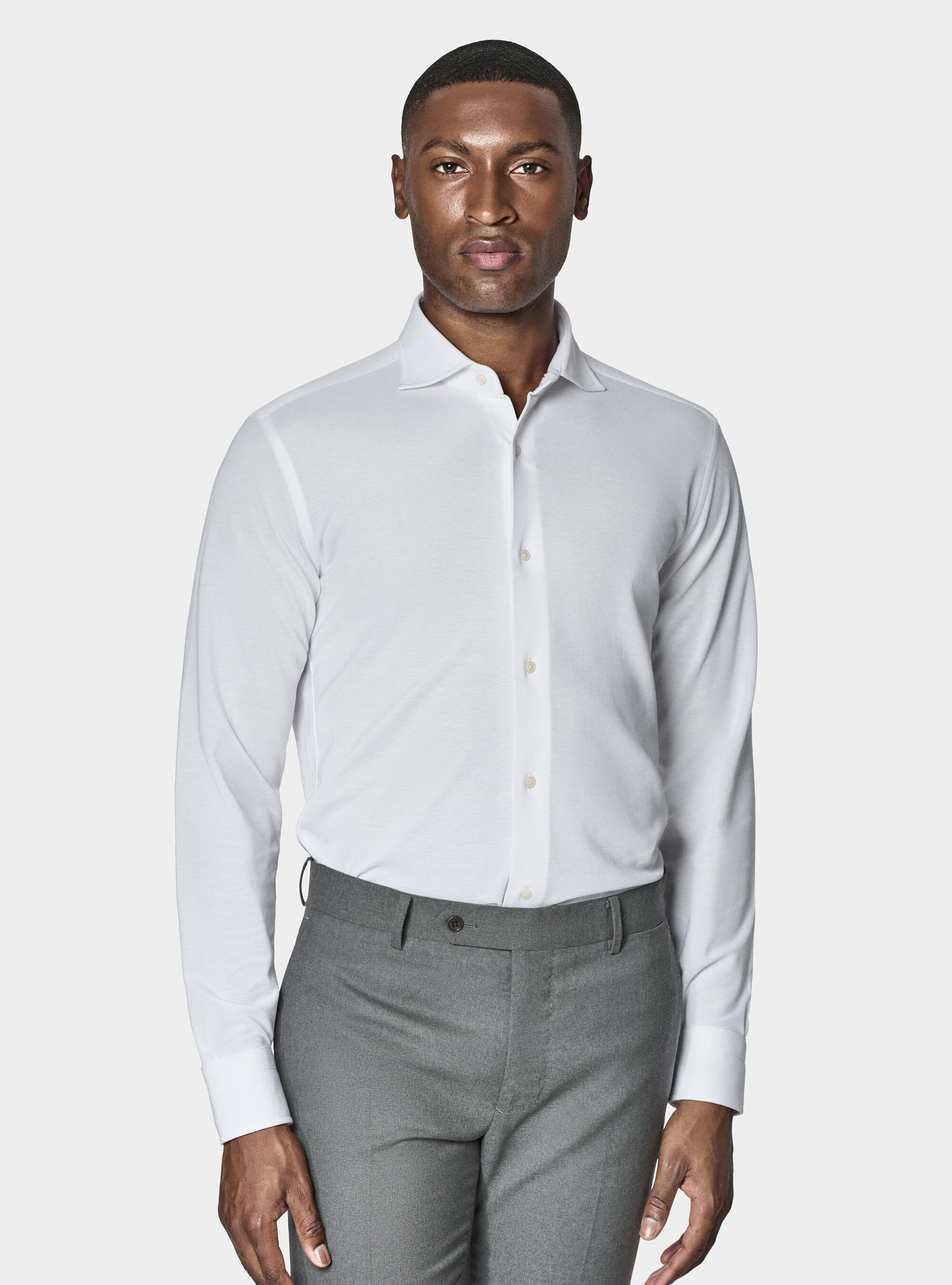 Camicia a polo GT01 in misto cotone piquet, BIANCO