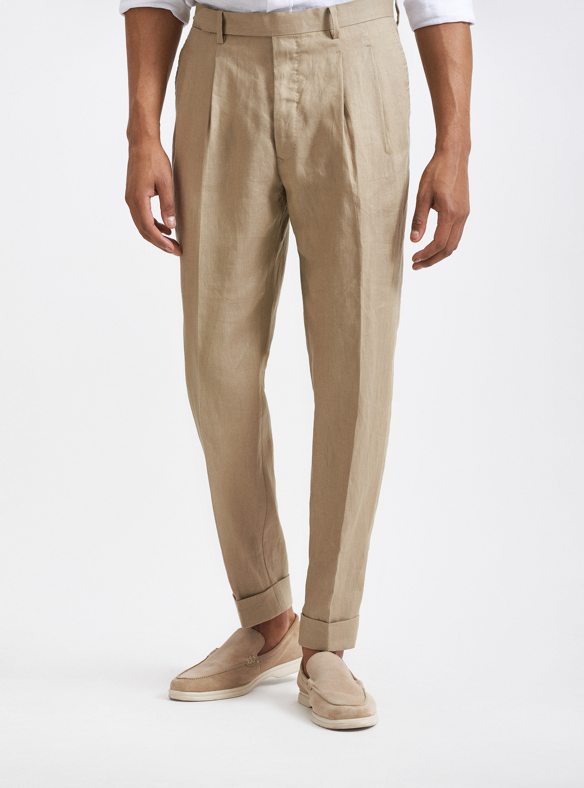Pantaloni doppia pinces in puro lino | Gutteridge | Pantaloni Uomo