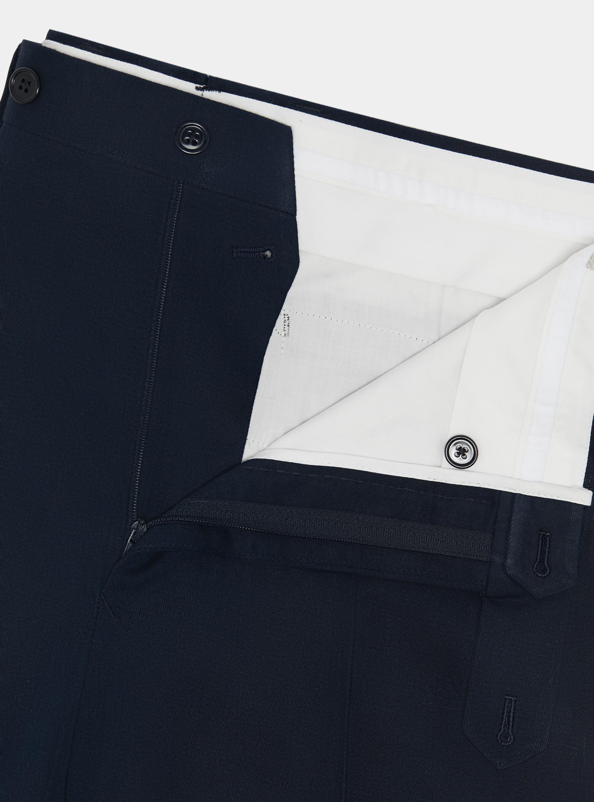 Pantaloni abito doppiopetto in cotone e lino, BLU NAVY