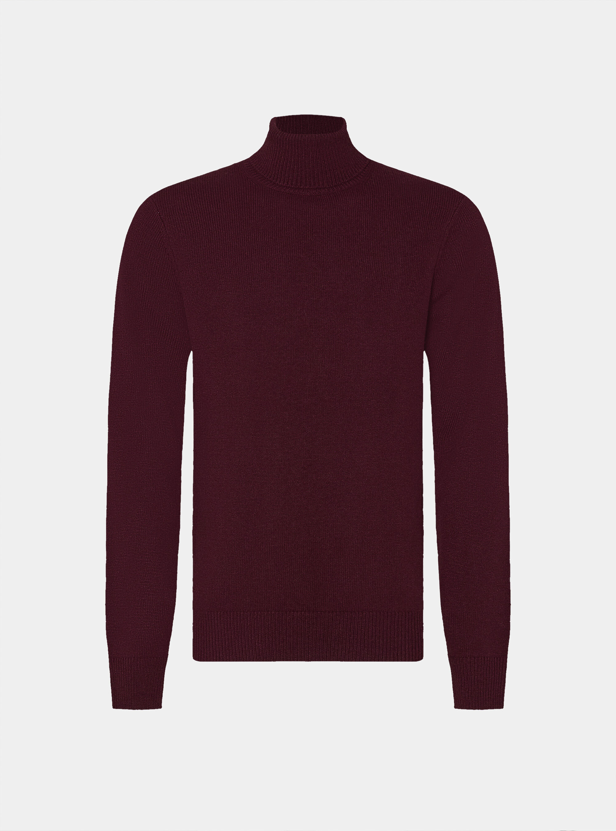 Collo alto in maglia in lana merino, BORDEAUX