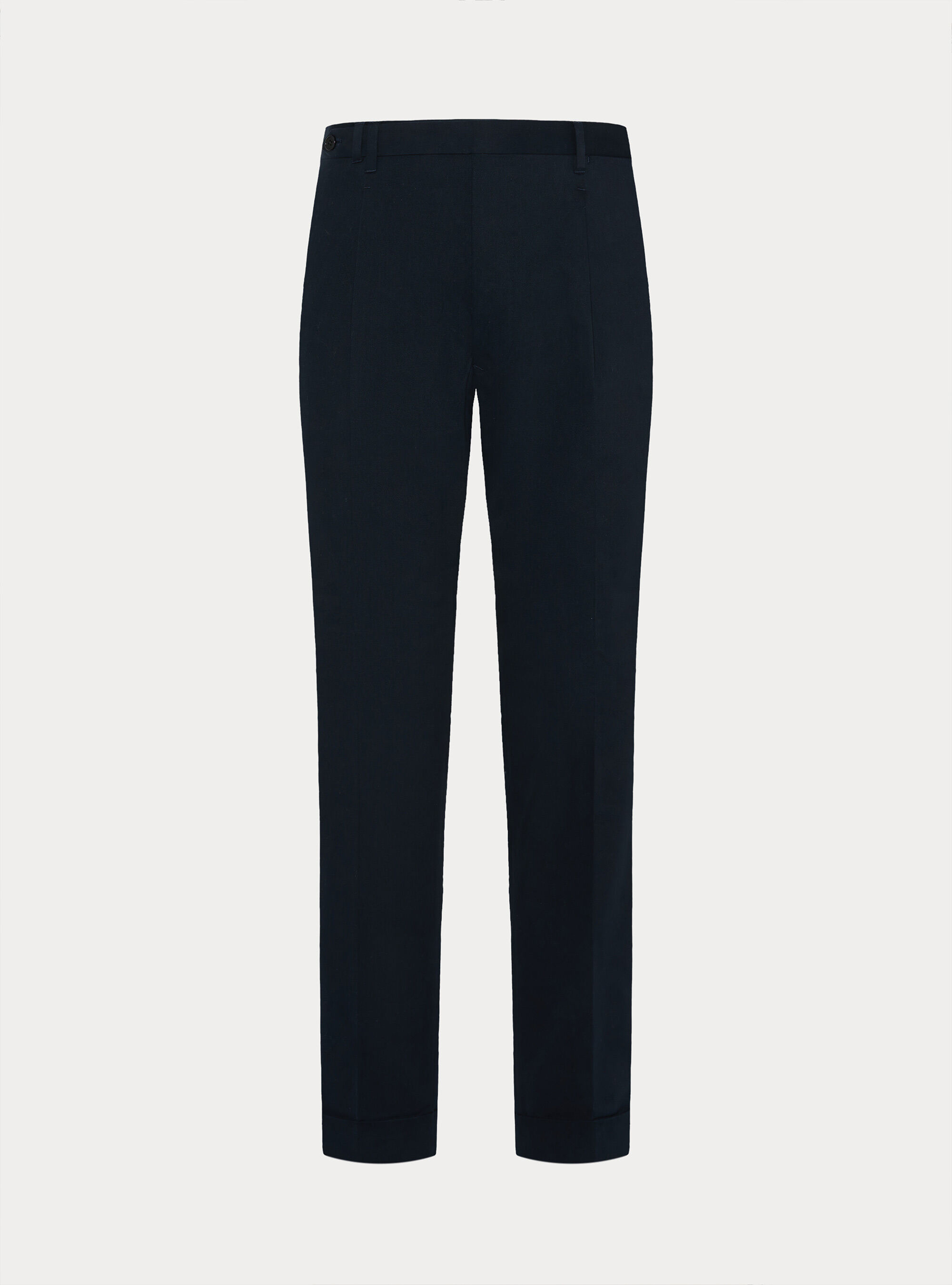 Pantaloni con pince in twill cotone e cashmere, BLU NAVY