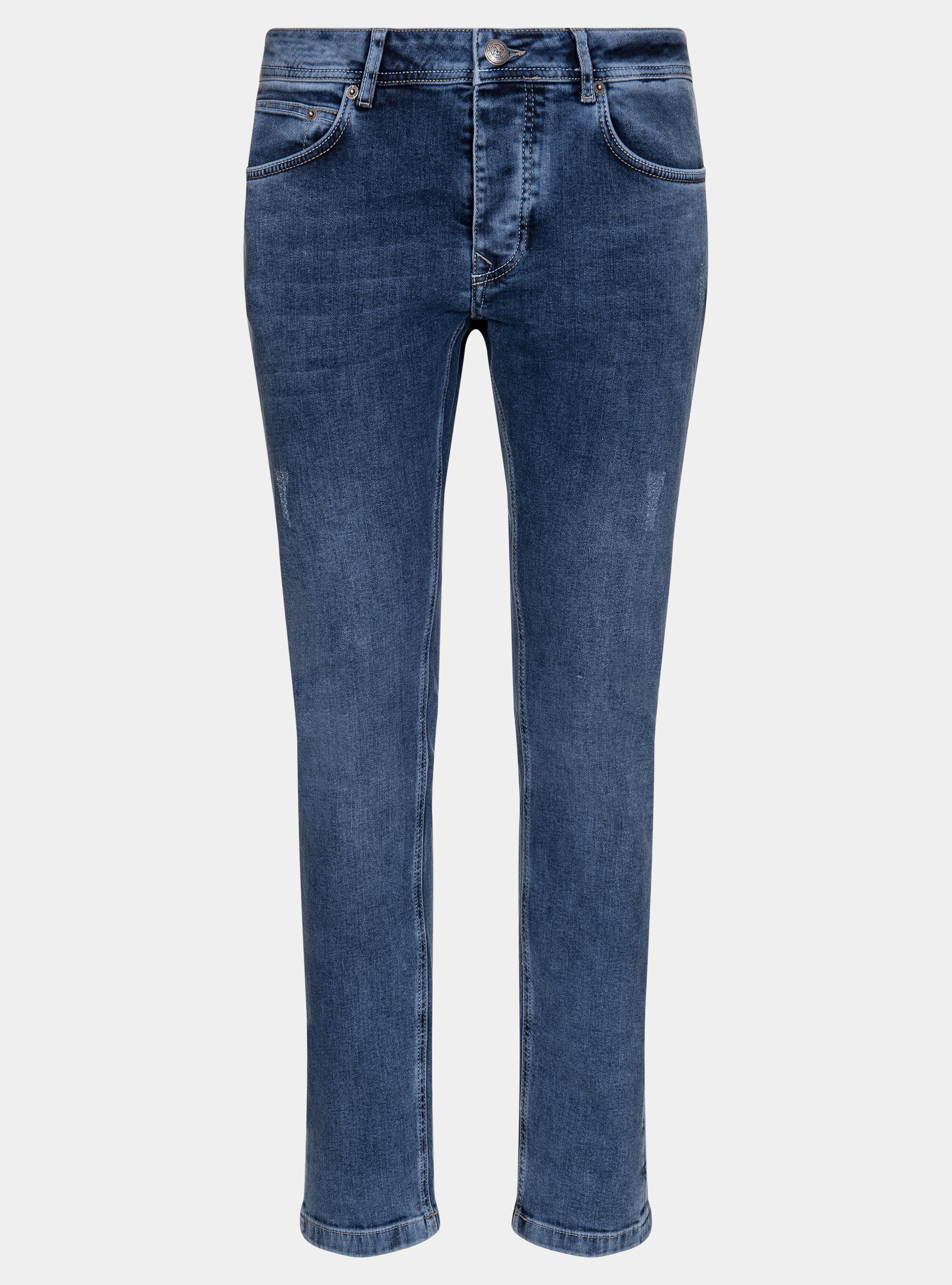 Jeans 5 tasche con rotture, BLU NAVY