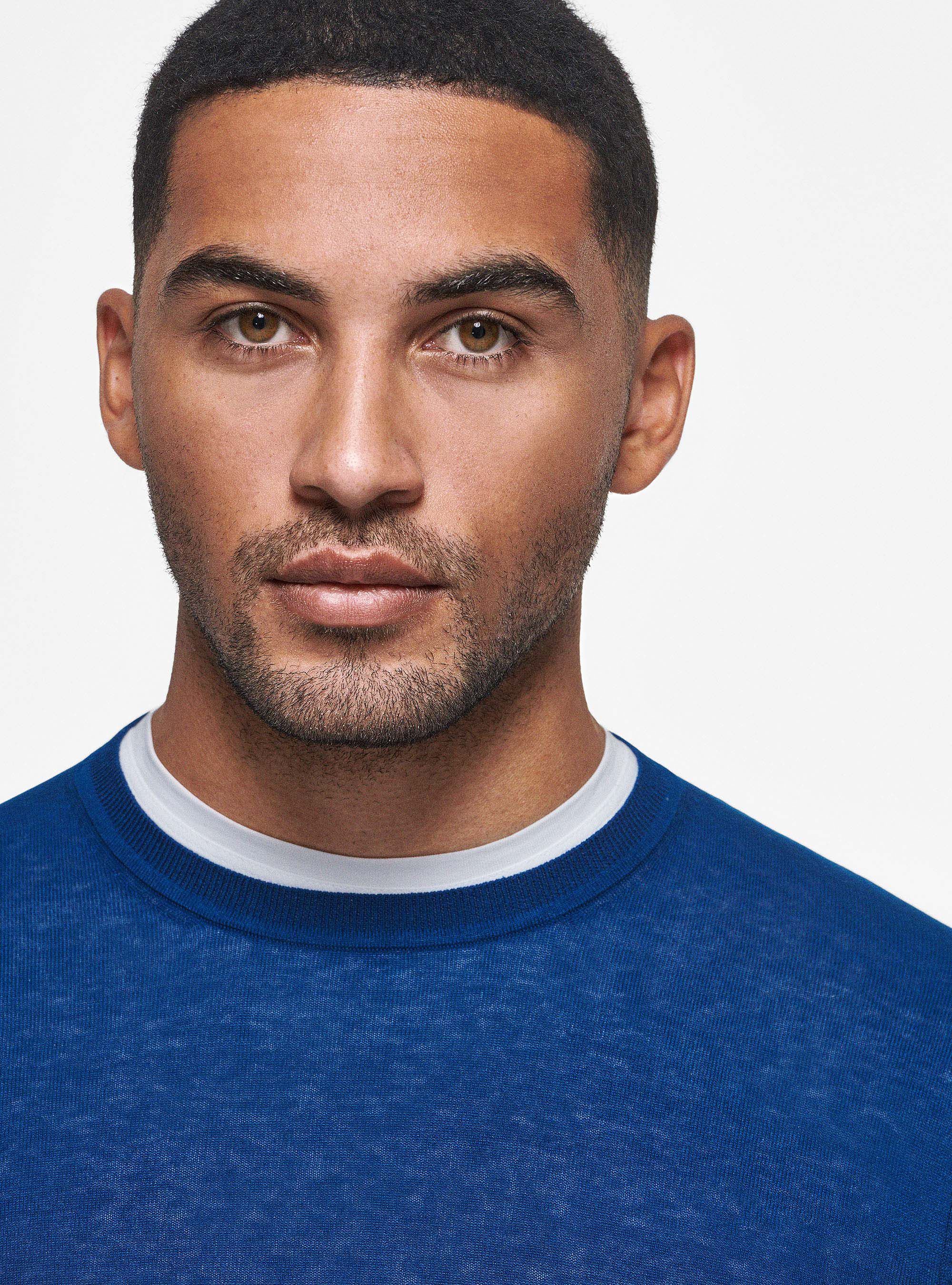 Silk and cotton crew-neck sweater, BLUE ROYAL