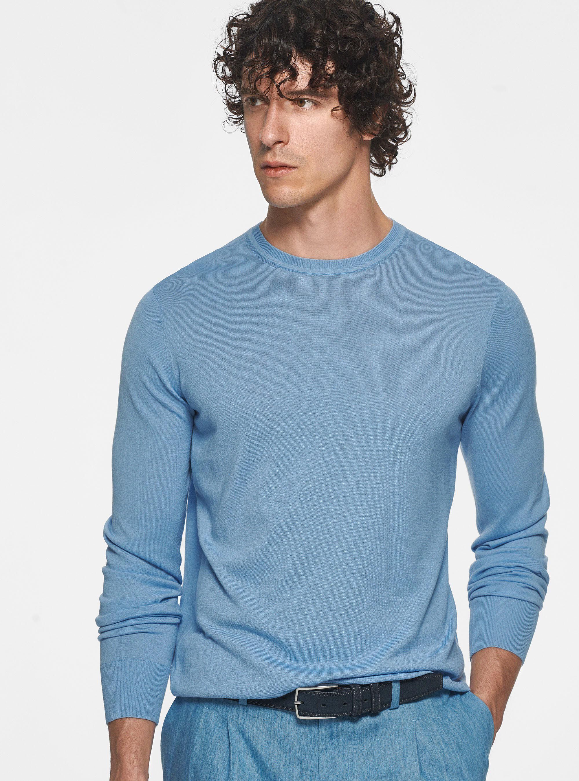 Silk and cotton crew neck sweater