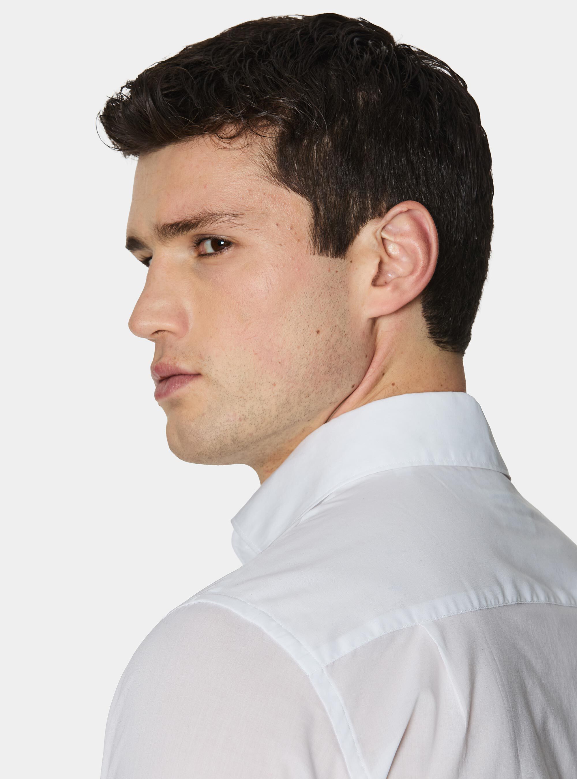 Cotton shirt with placket, WHITE