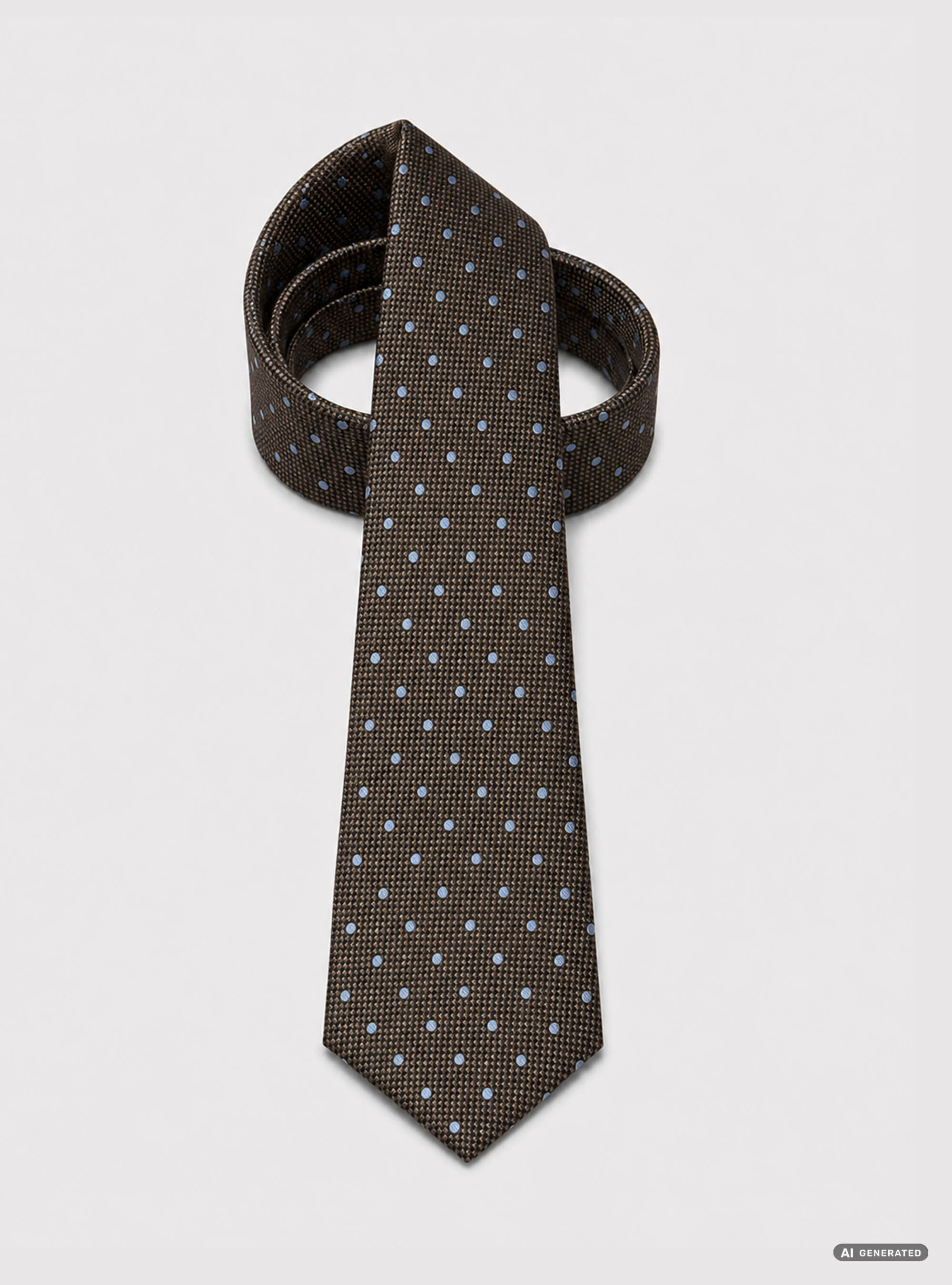 Cravatta in seta jacquard a pois, MARRONE