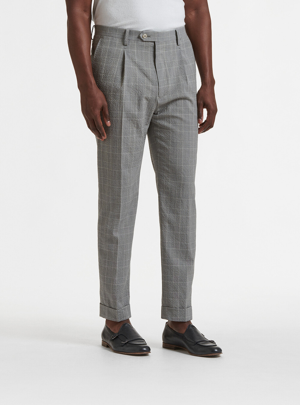 Suit trousers in 100's Zignone superfine seersucker stretch wool ...