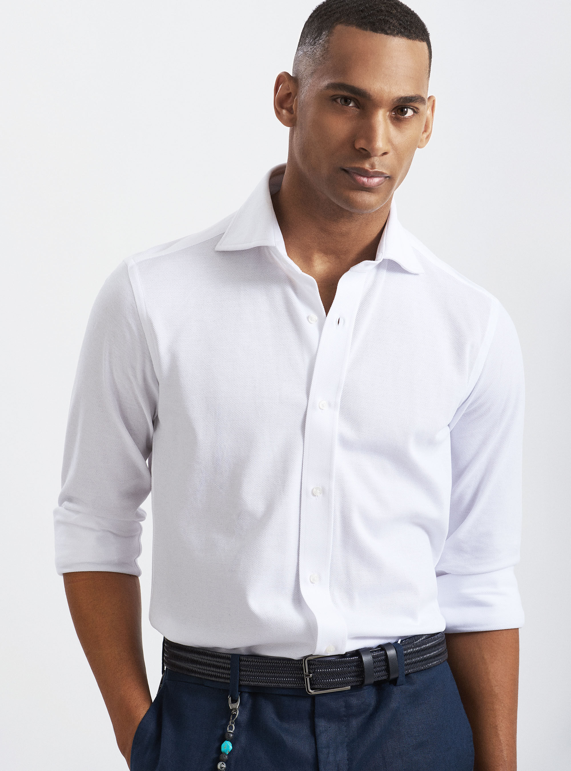 Chemise a col italien en coton renforce Gutteridge Homme