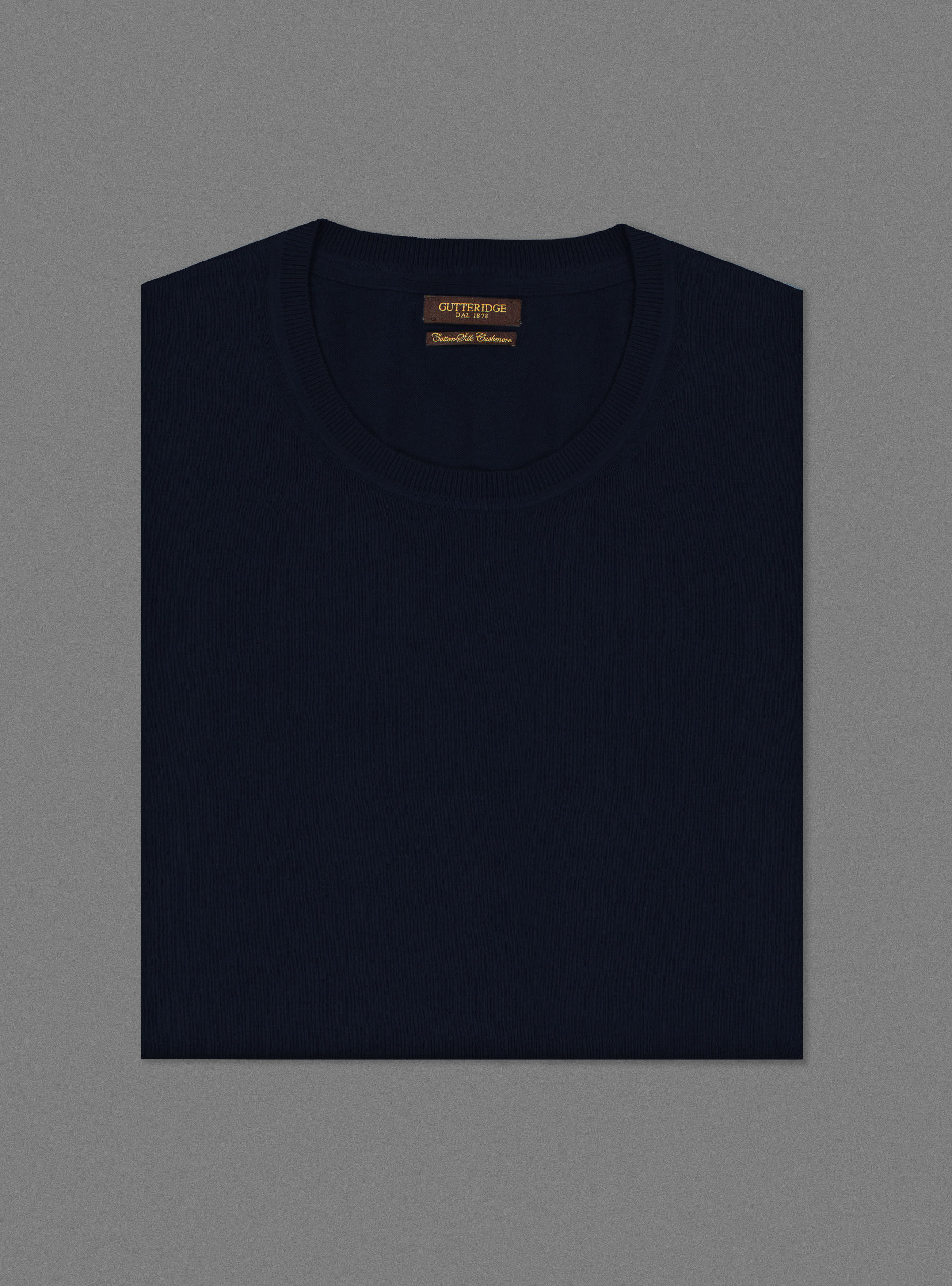 Maglia girocollo basica in cotone seta e cashmere, BLU NAVY