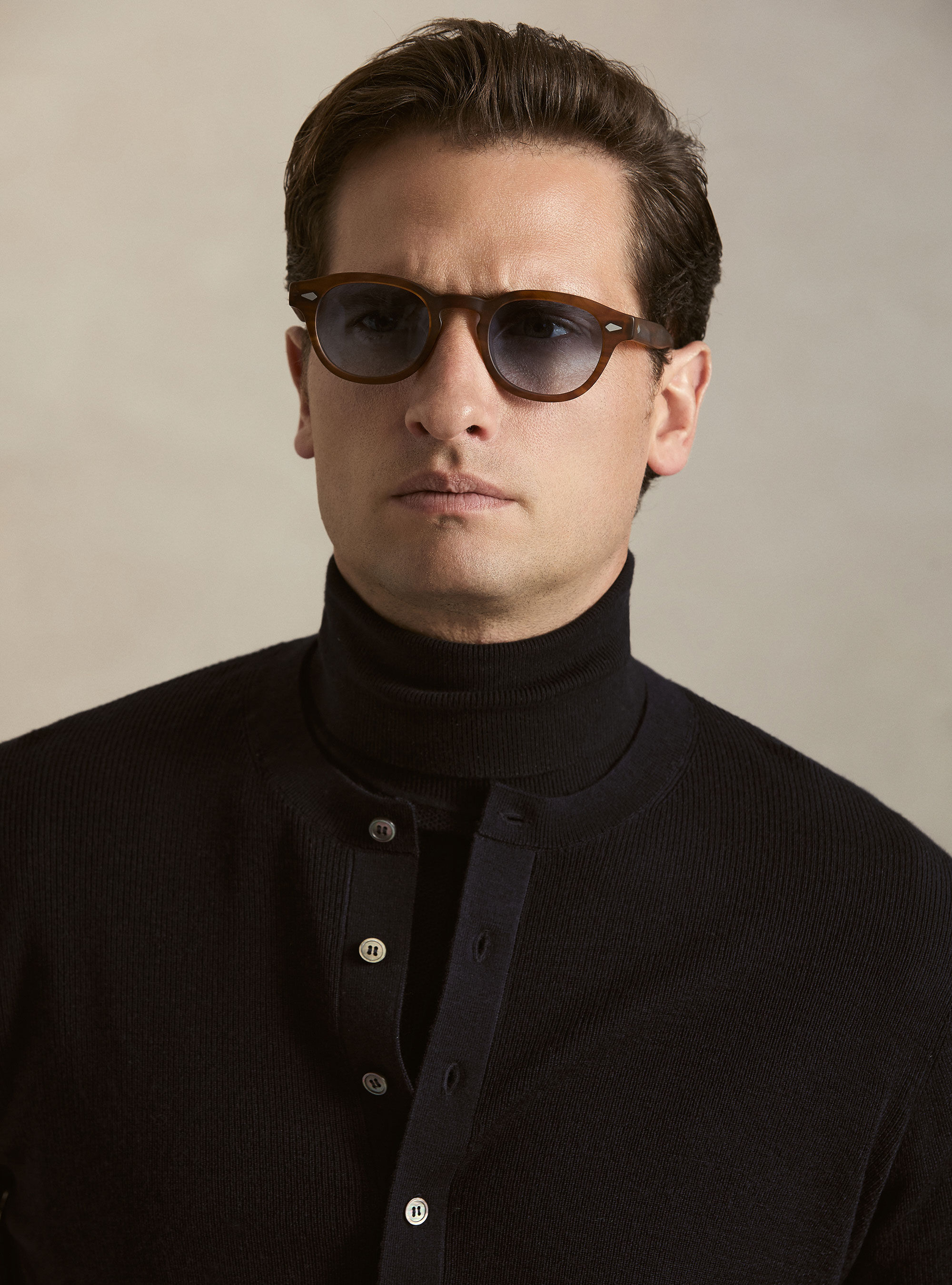 Ribbed wool Henley shirt, NAVY BLUE