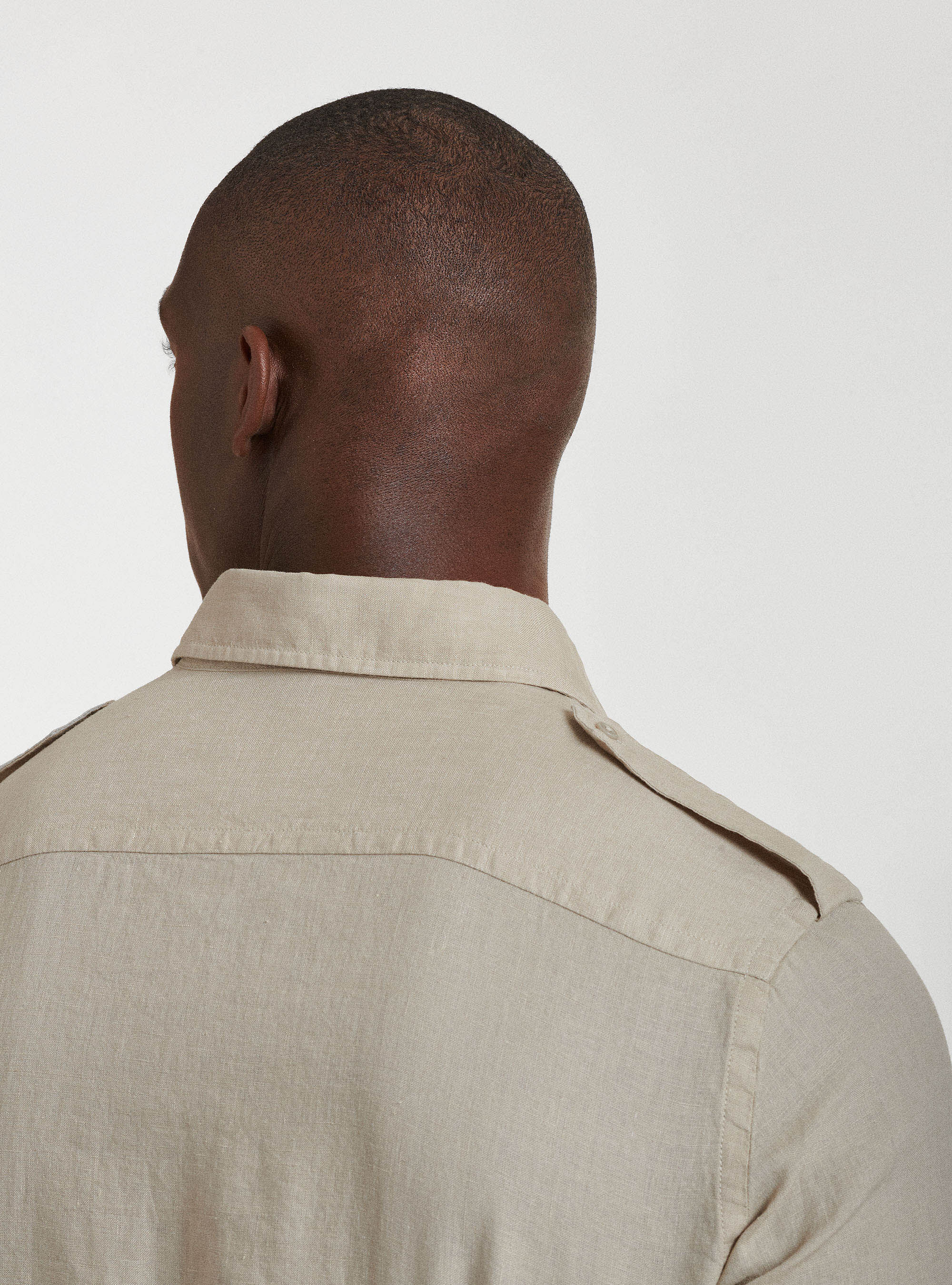Camicia in puro lino con tasconi, SABBIA