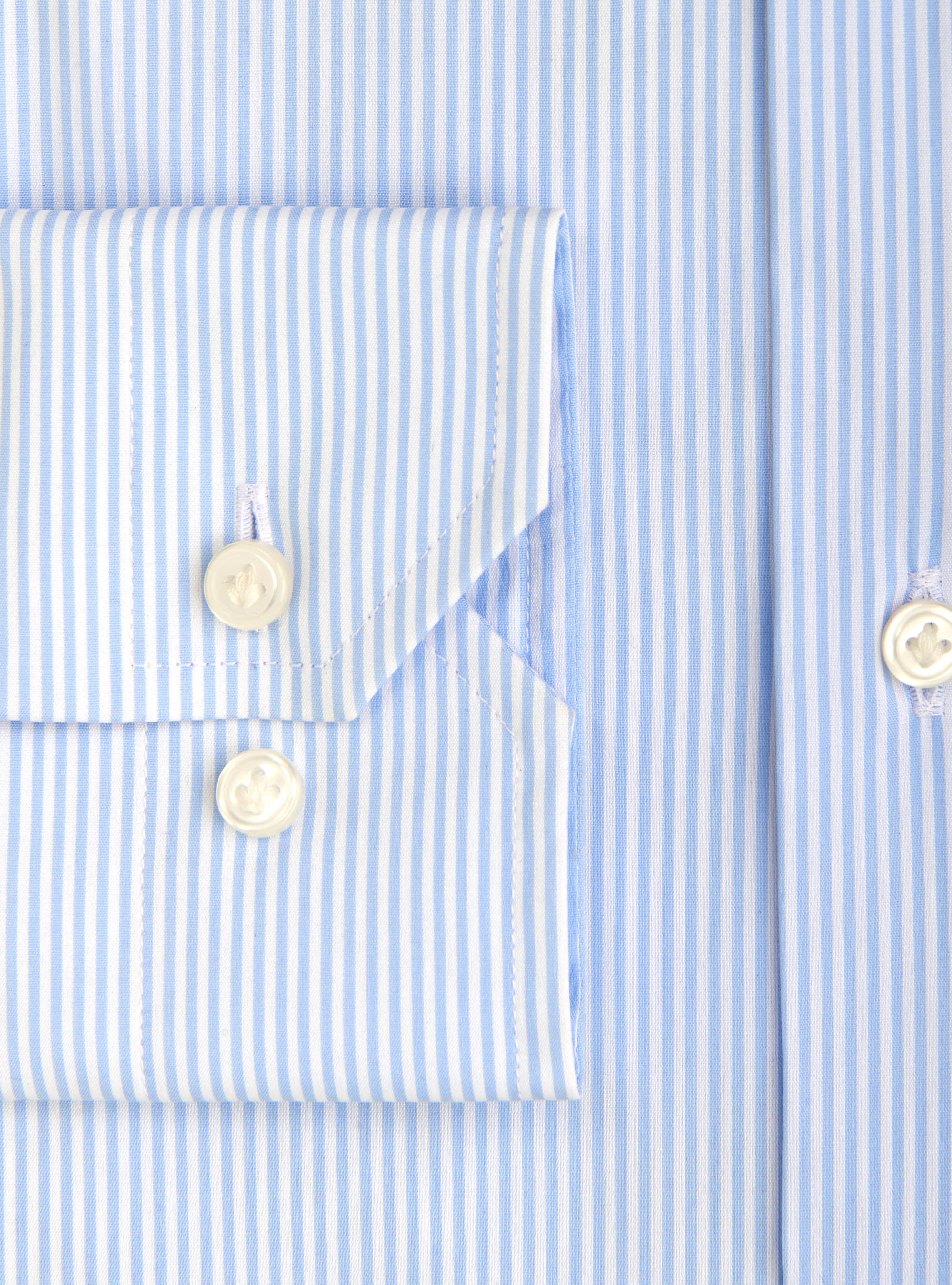 Camisa de algod&oacute;n a rayas superfina, CELESTE