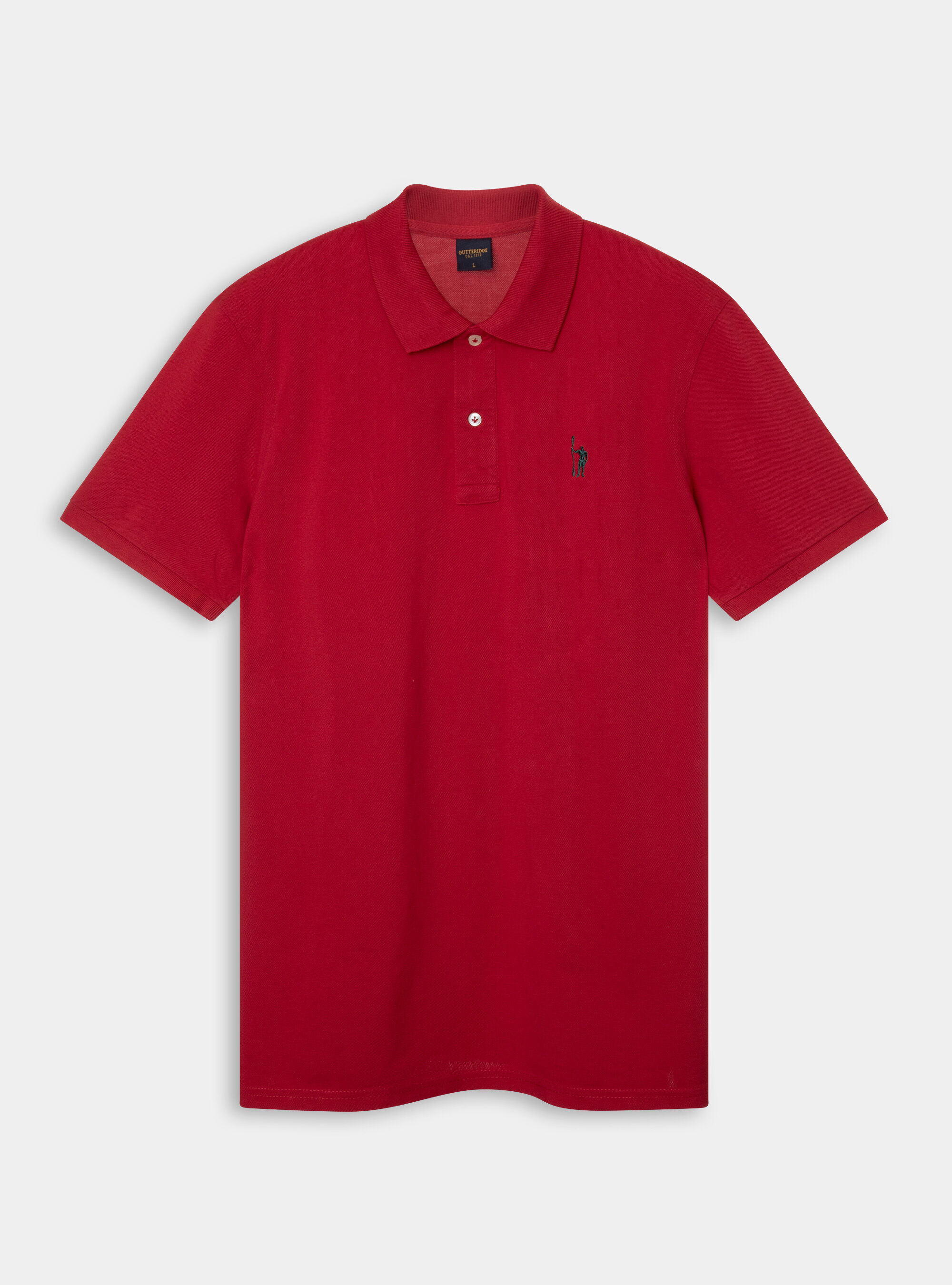 Classic cotton pique polo with embroidery, RED