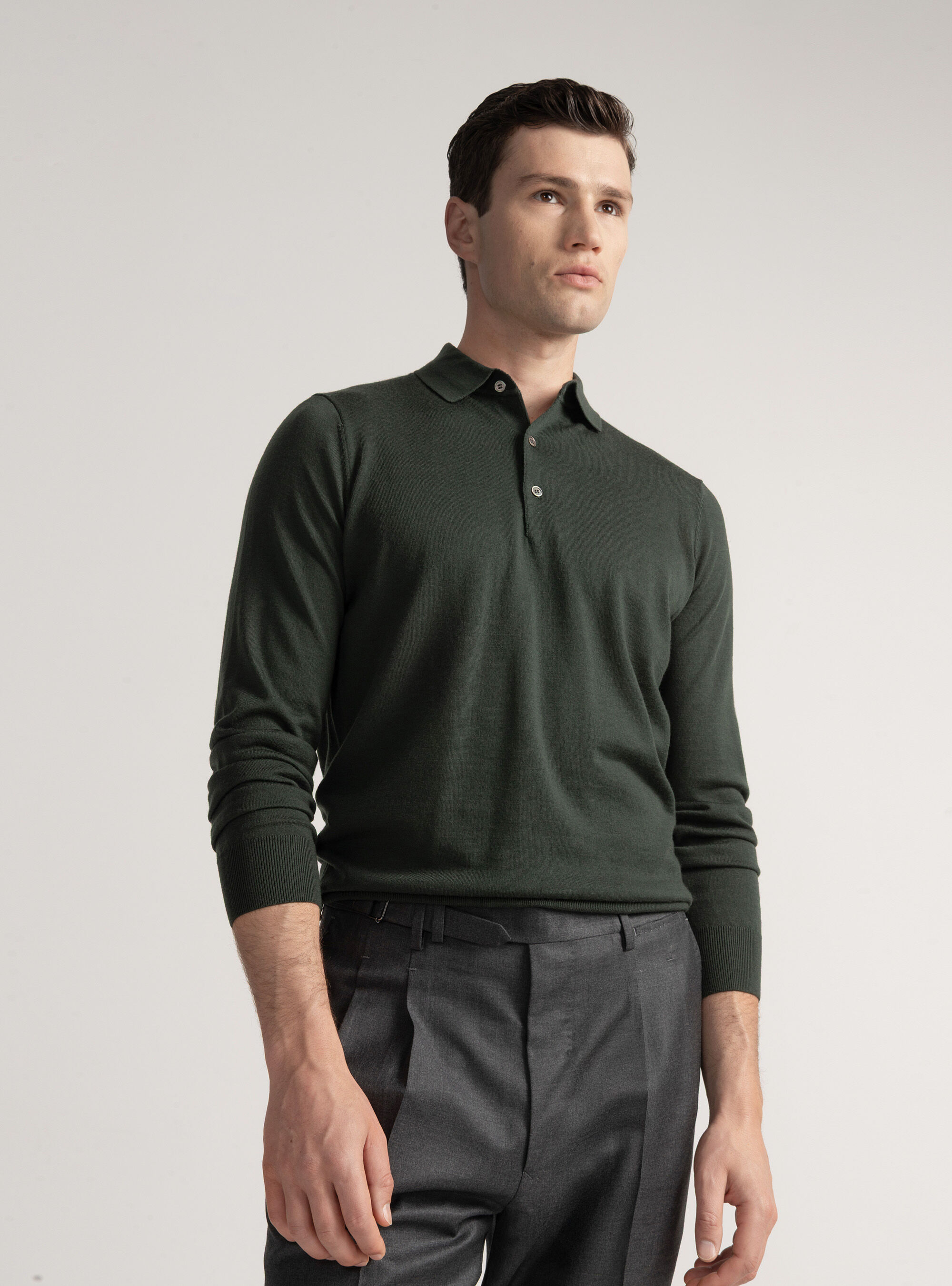 Maglia a polo in lana merino extrafine