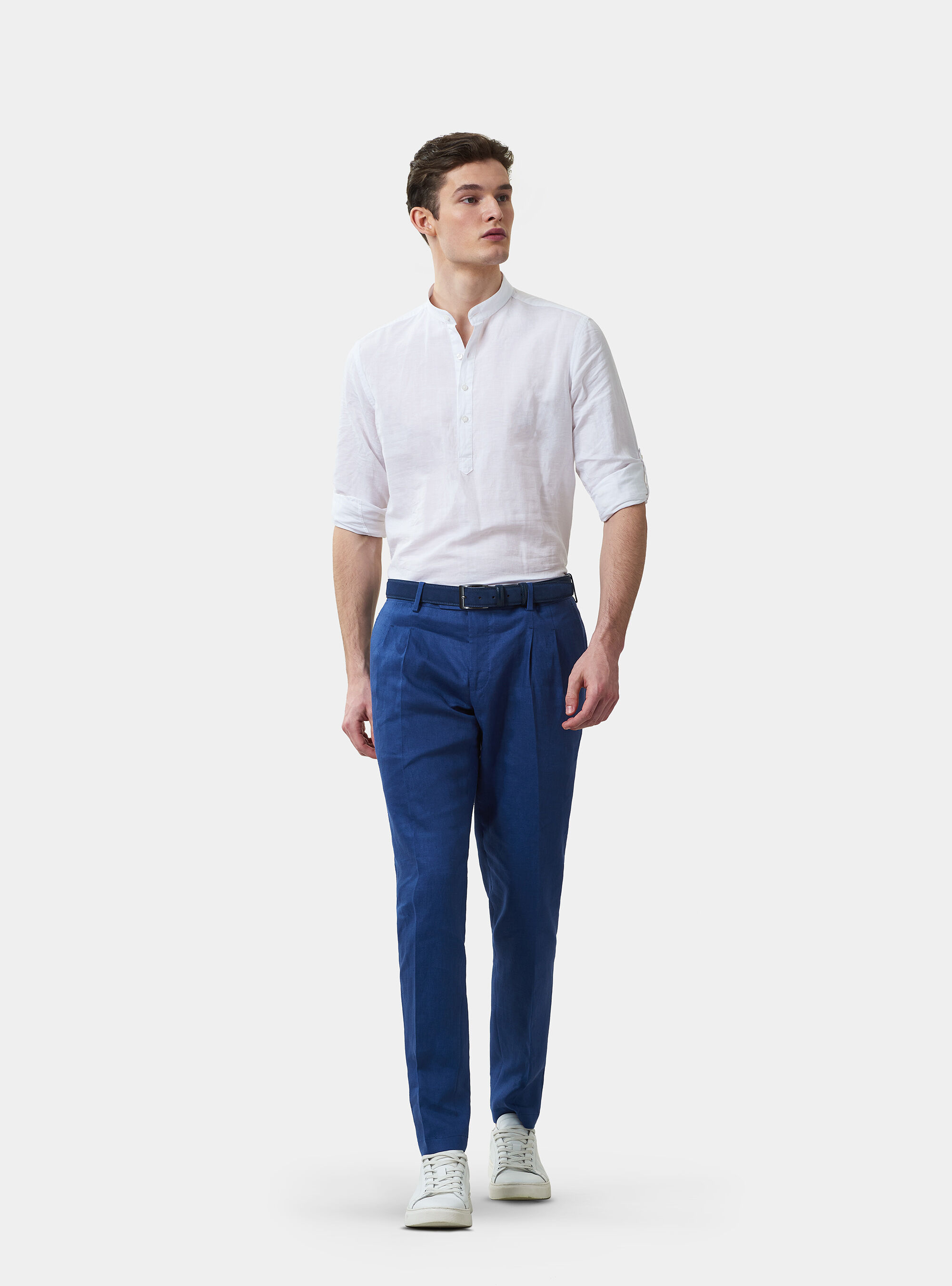 Pantaloni per abito in puro lino, BLU