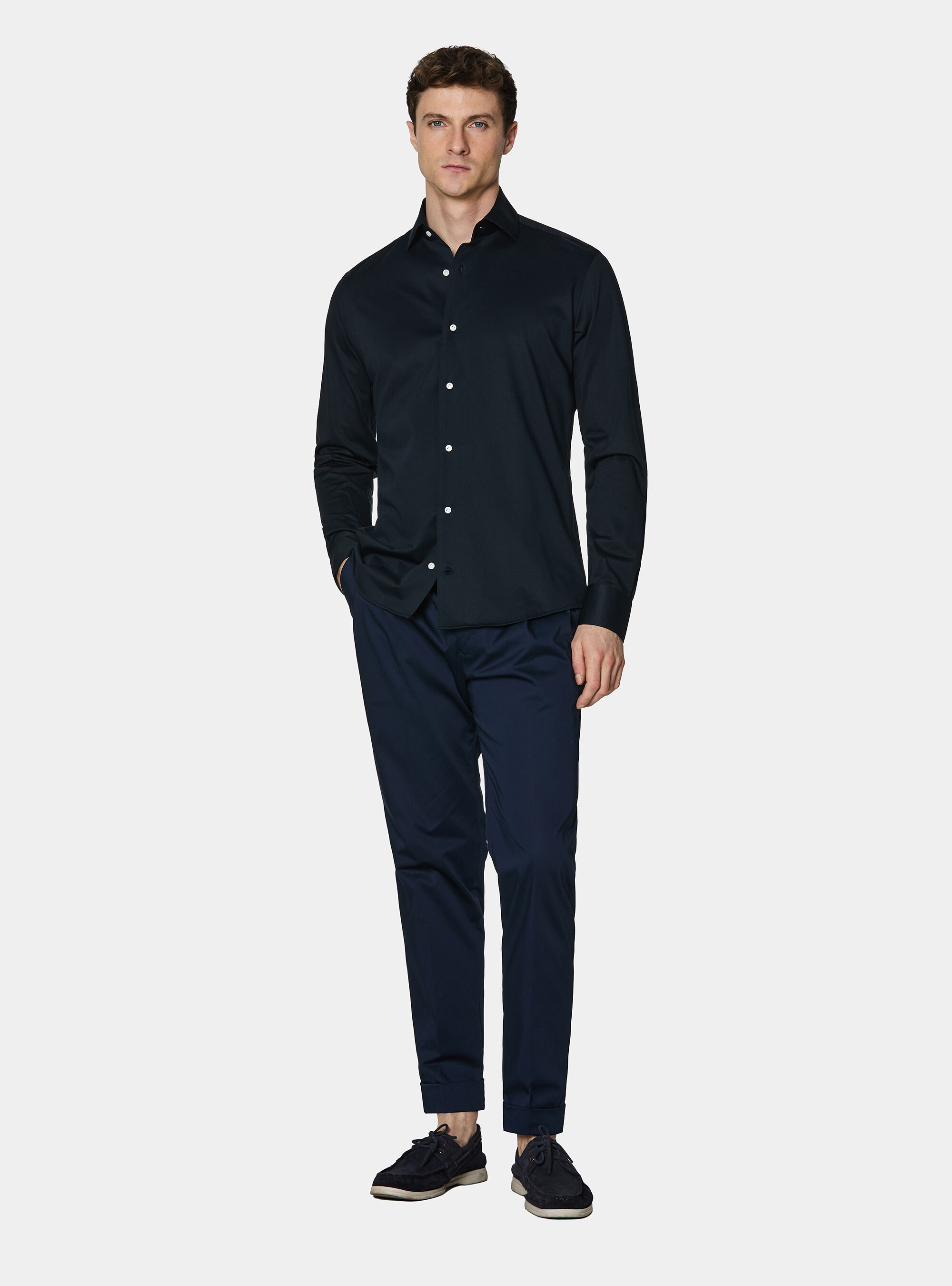 Camicia in jersey misto cotone paramontura