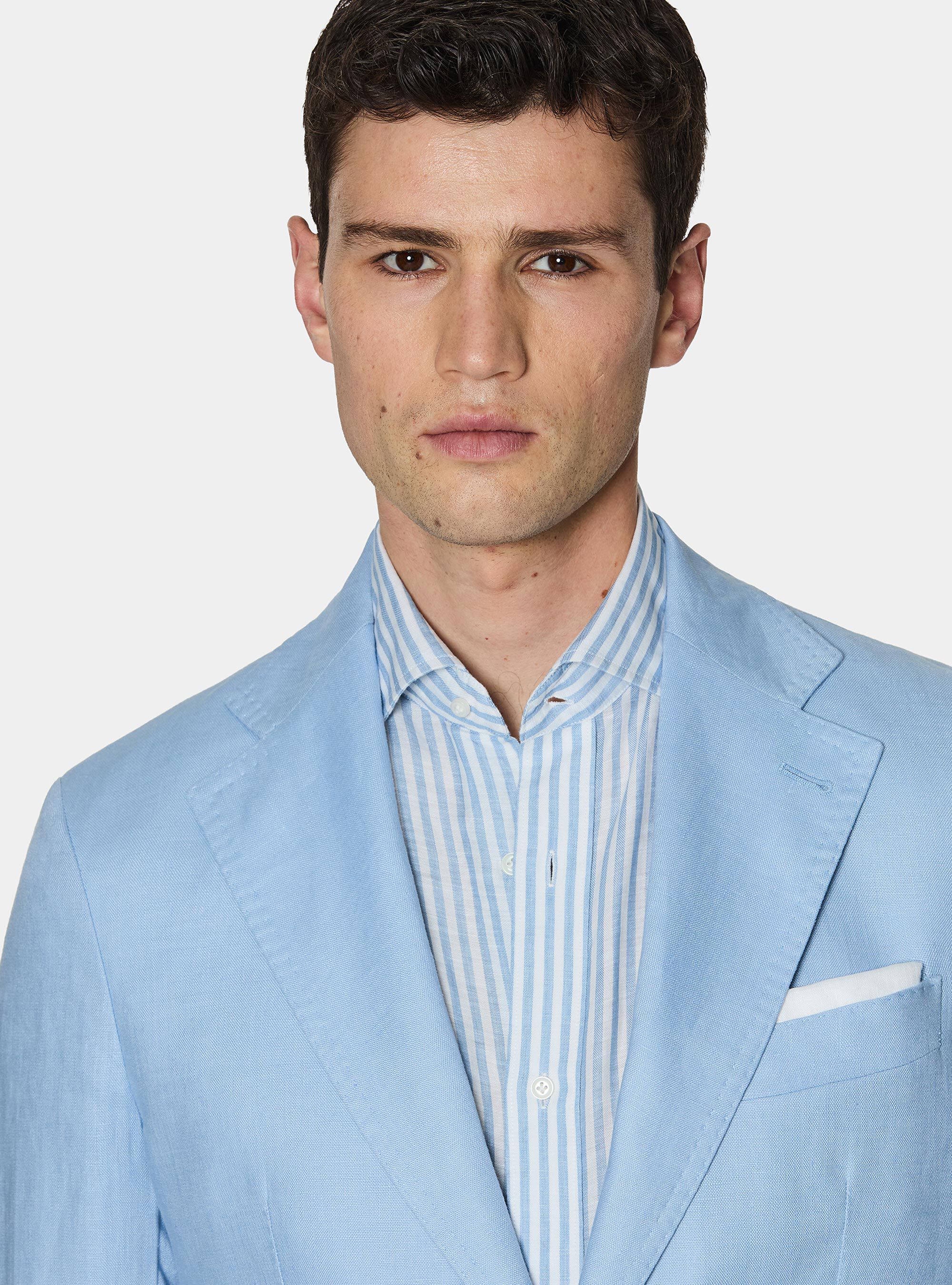 Anzugjacke aus reinem Leinen, 0266C AZZURRO