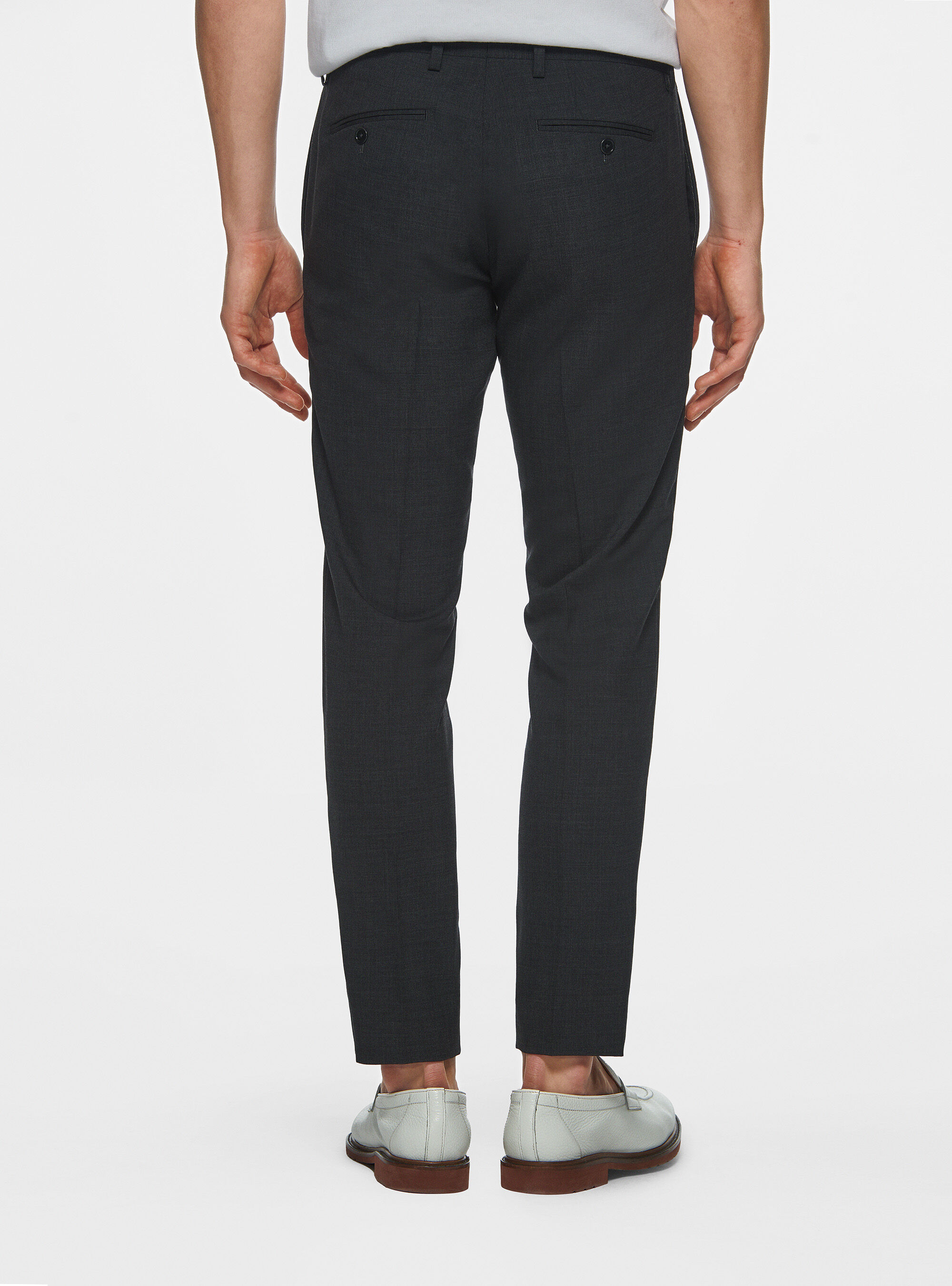 スーツ SUPER120S U-BLACK TROUSERS-SLIM STRAIGHT 予約商品] SUPER 120'S ULTRA-BLACK DOESKIN WOOL TROUSERS