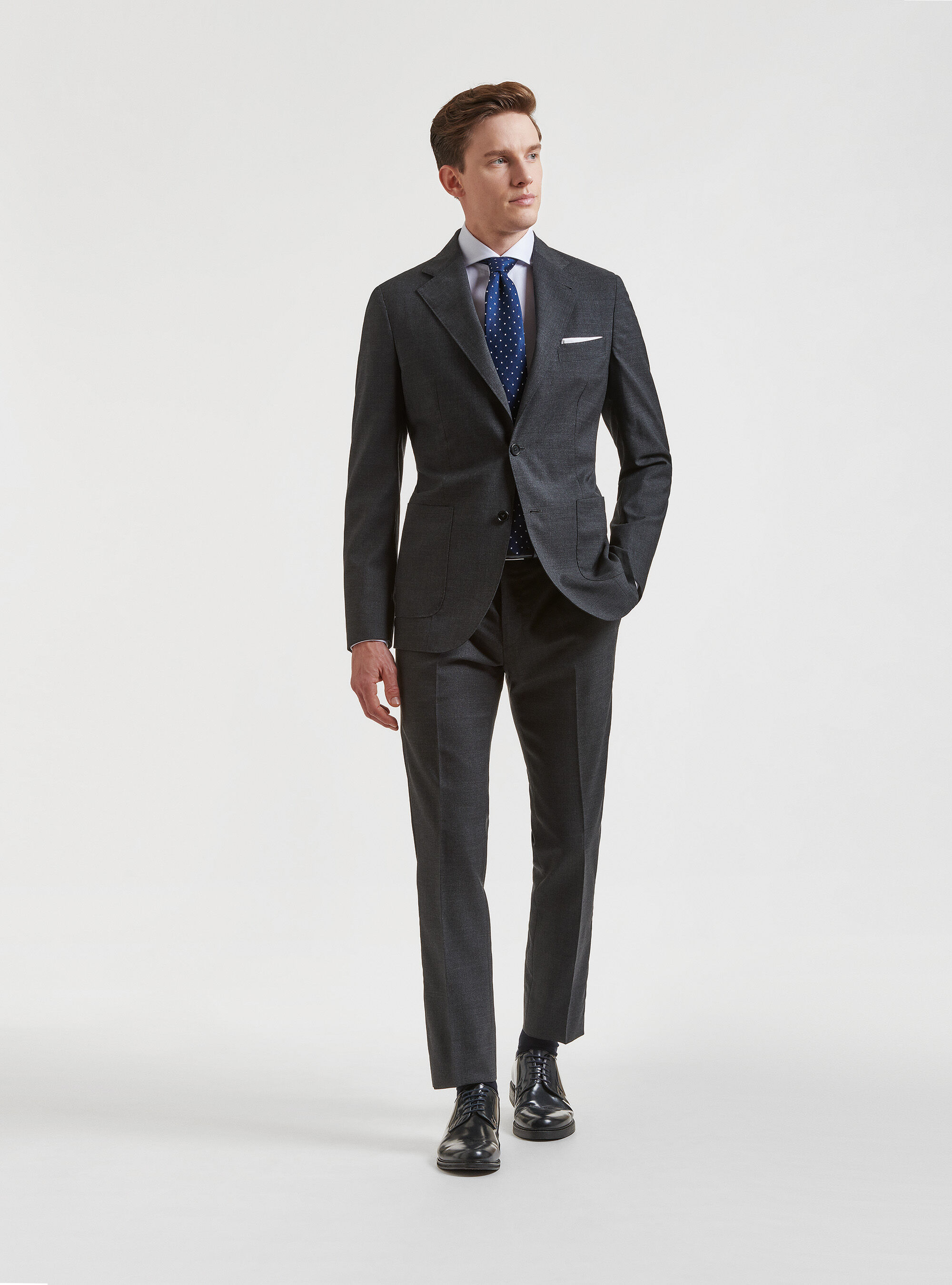 Asphalt suit in pure VBC wool