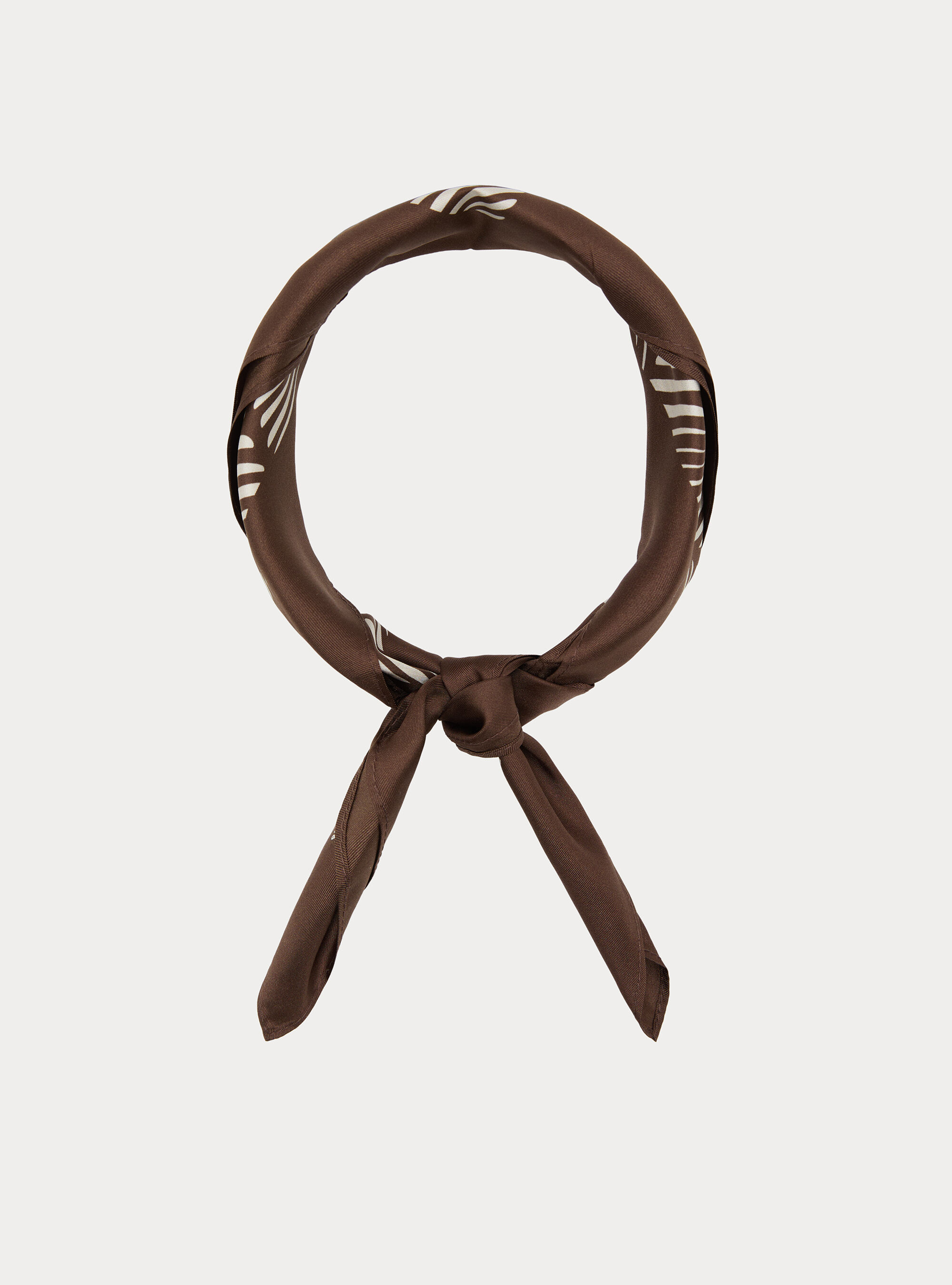 Foulard stampato in seta fantasia, BROWN