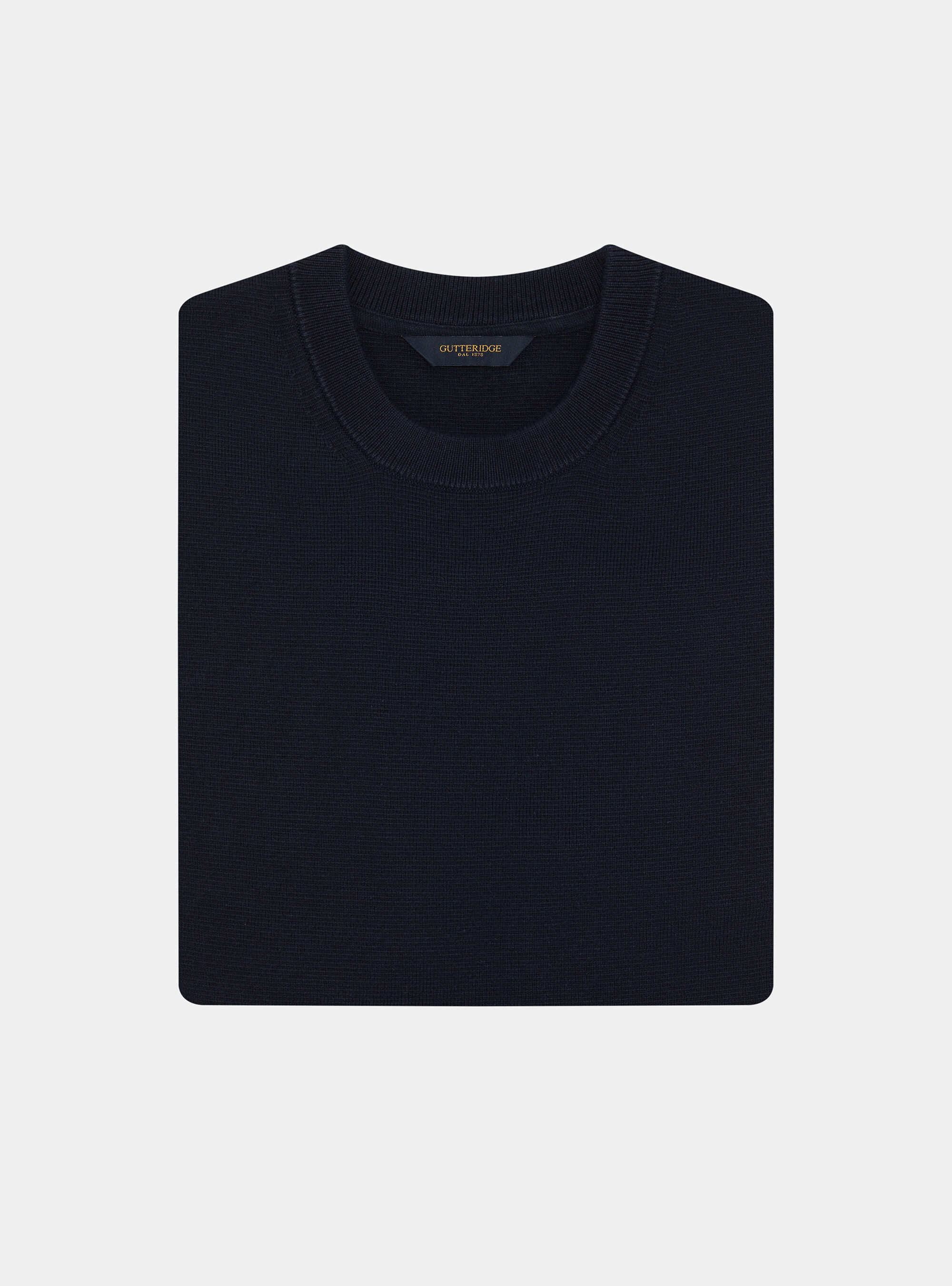 Cotton blend crew neck sweater, NAVY BLUE