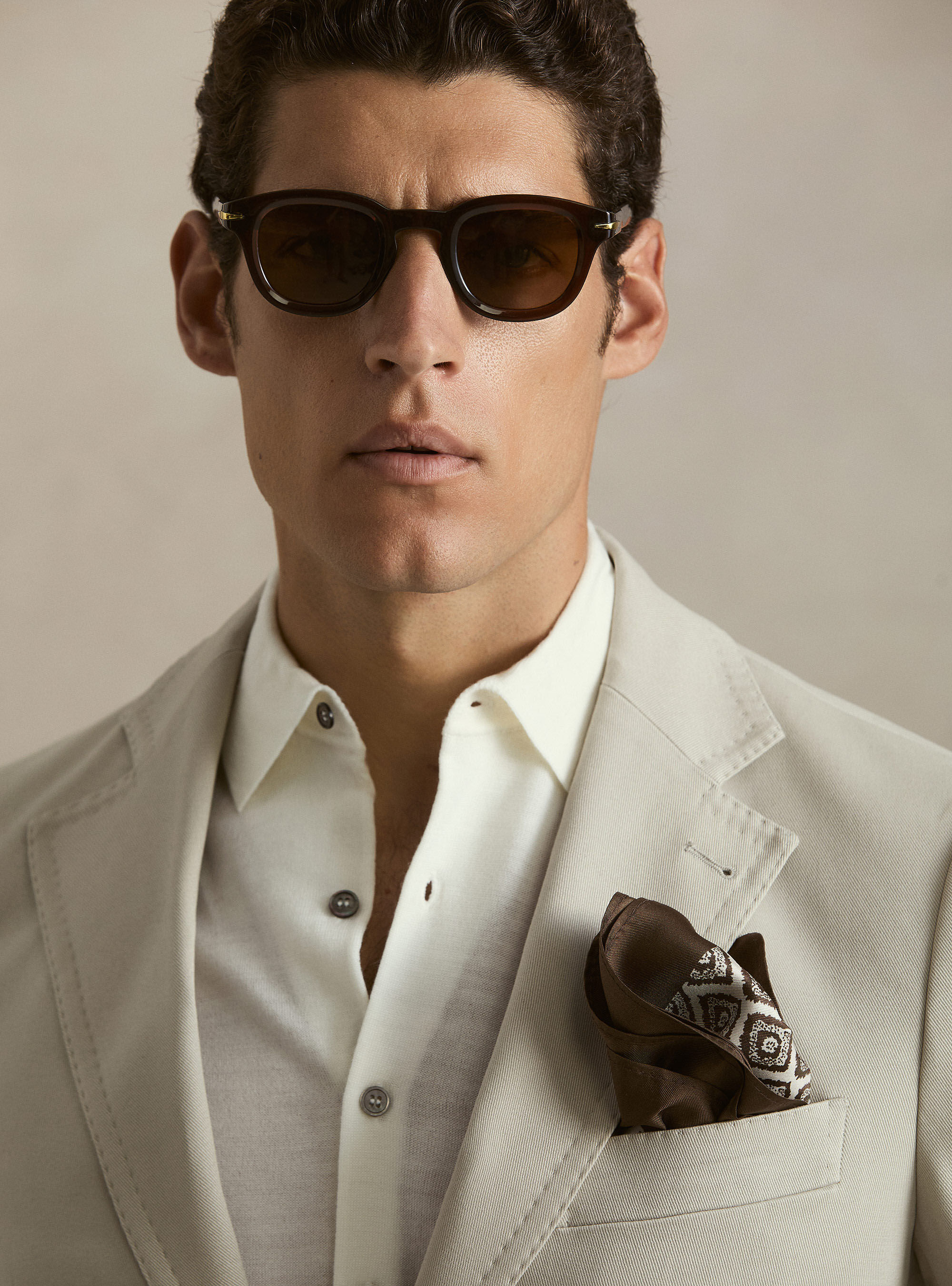 Brushed cotton blazer, ECRU