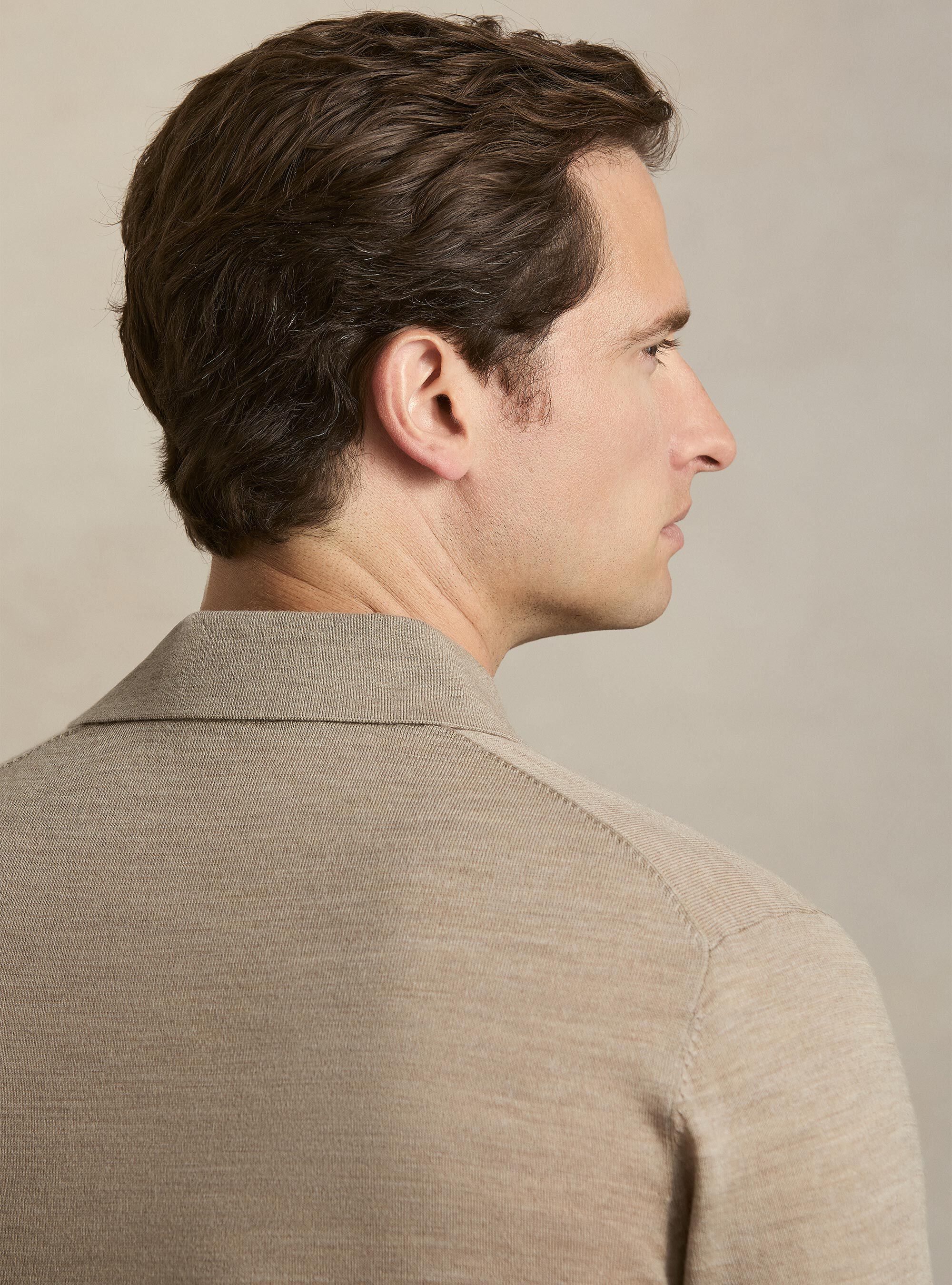 Extrafine merino wool knit polo shirt, FANGO 0555C