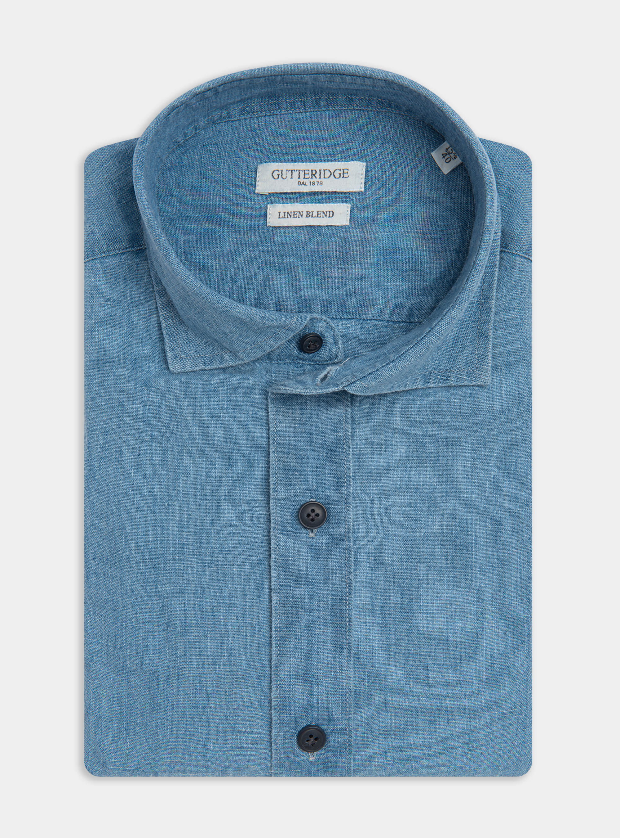 Camicia collo semi francese in lino cotone