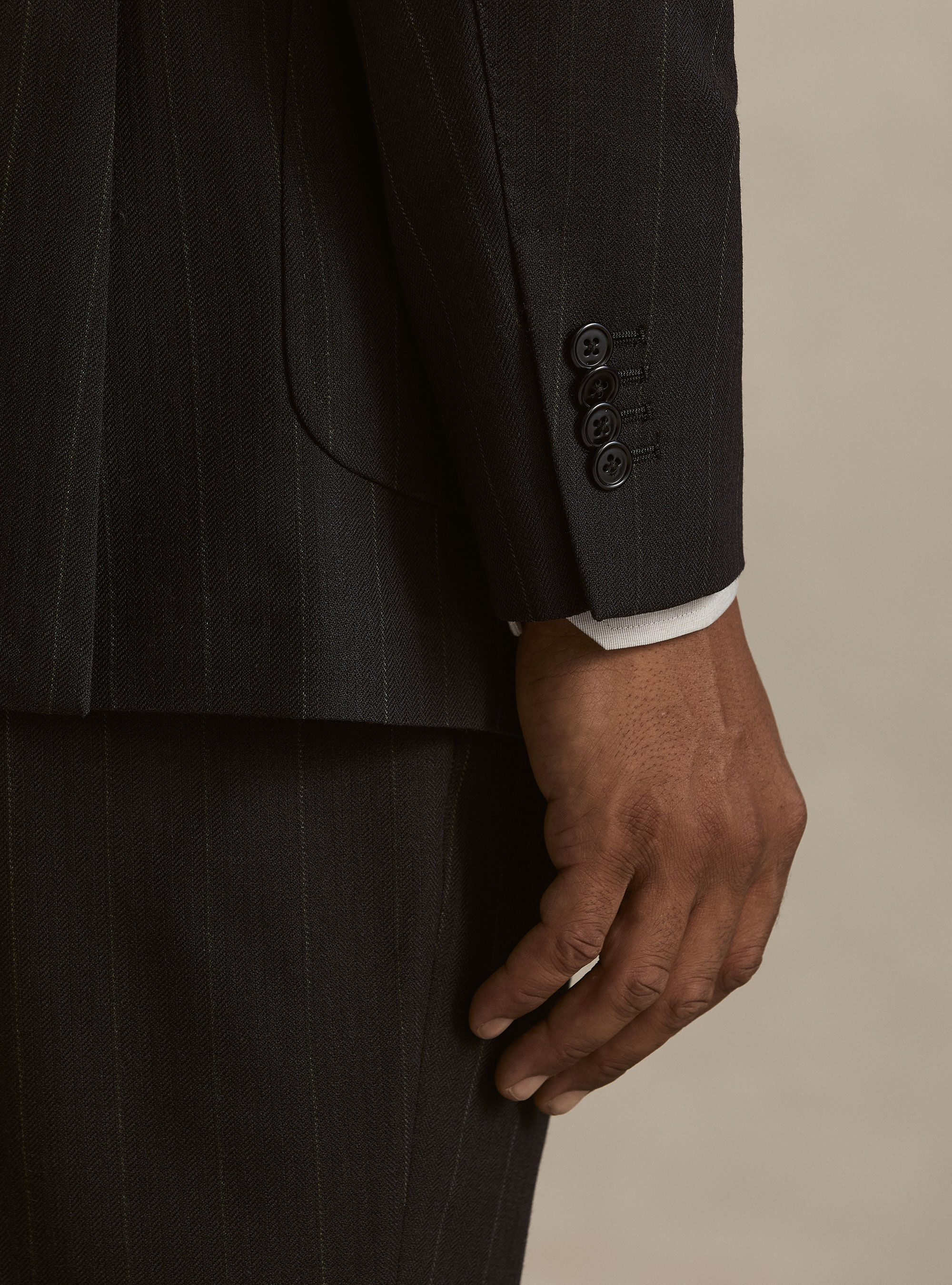 Striped Pure Wool Herringbone Blazer, NAVY BLUE