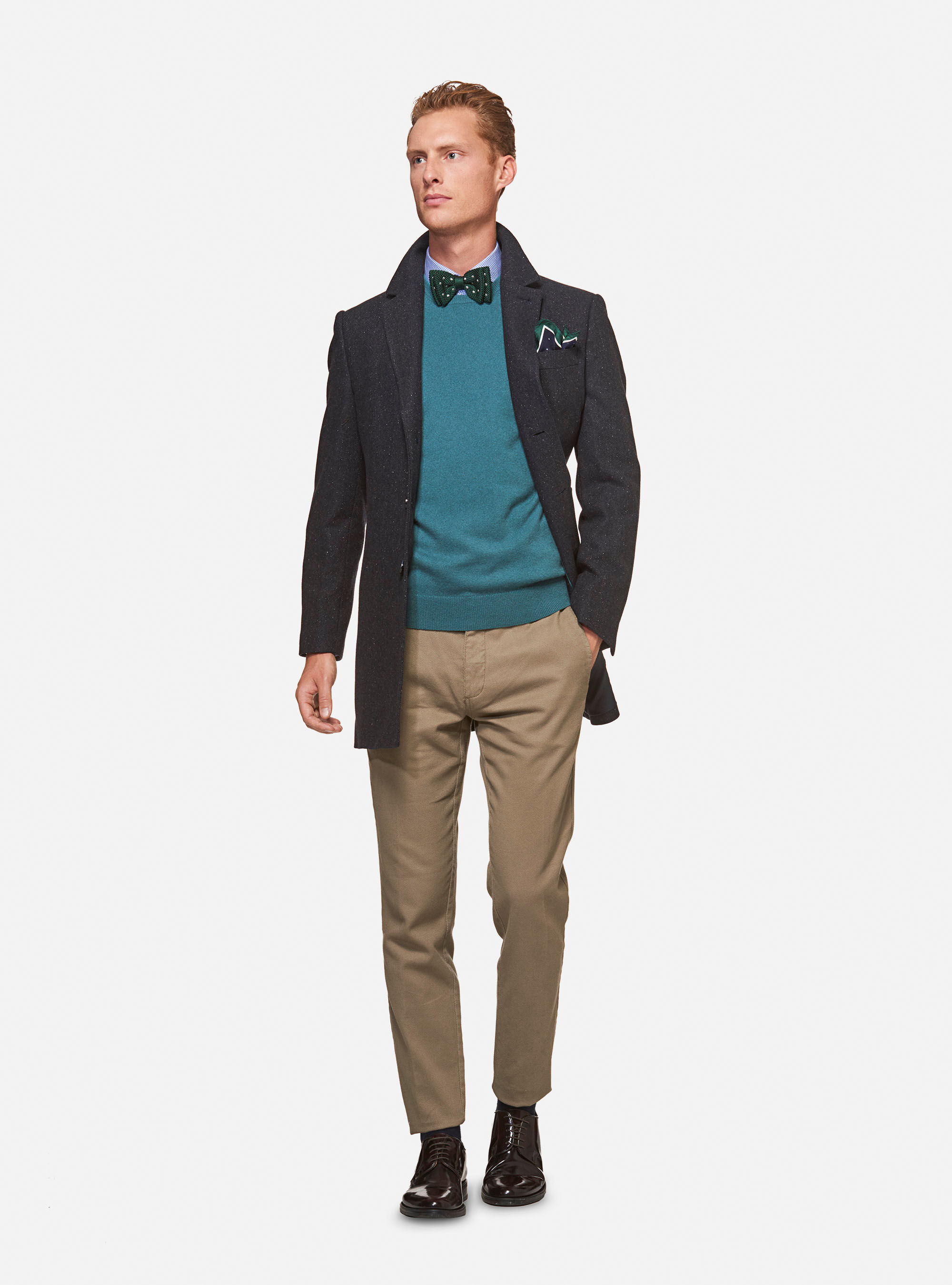 Pantaloni chino slim fit in gabardina armaturata, SABBIA