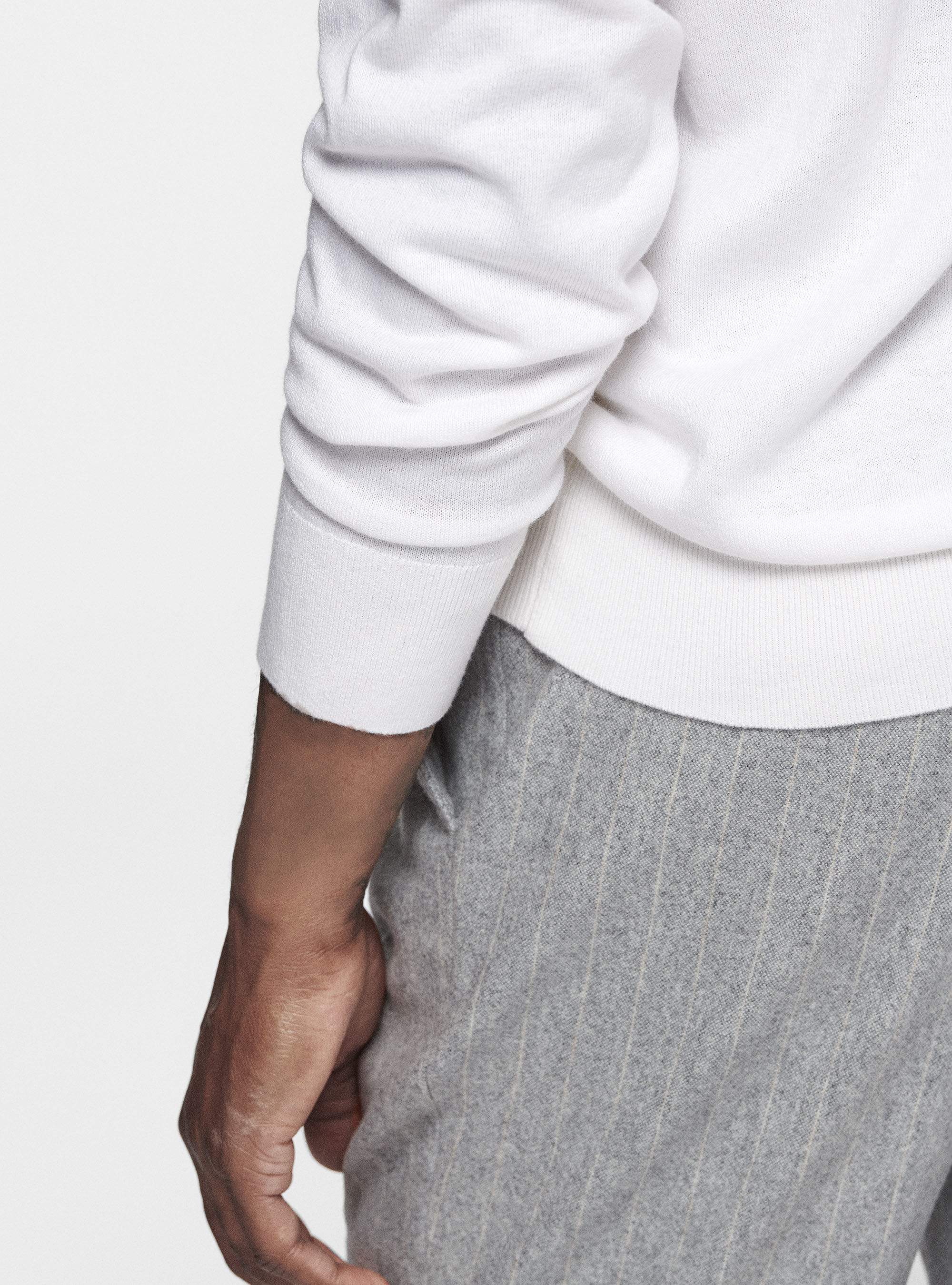 Silk and cashmere cotton turtleneck, WHITE