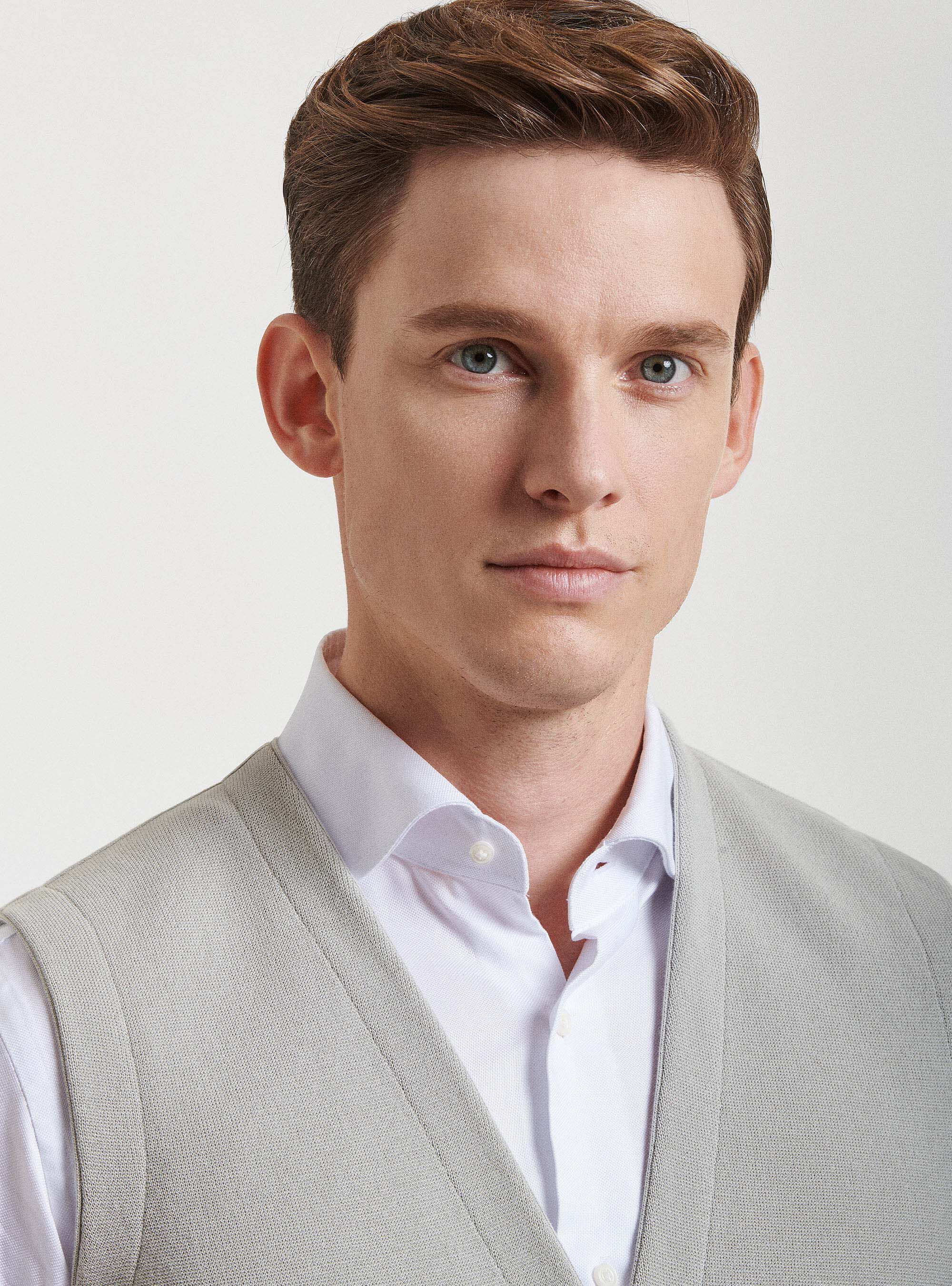 Gilet in maglia in puro cotone extrafine, GRIGIO CHIARO MELANGE