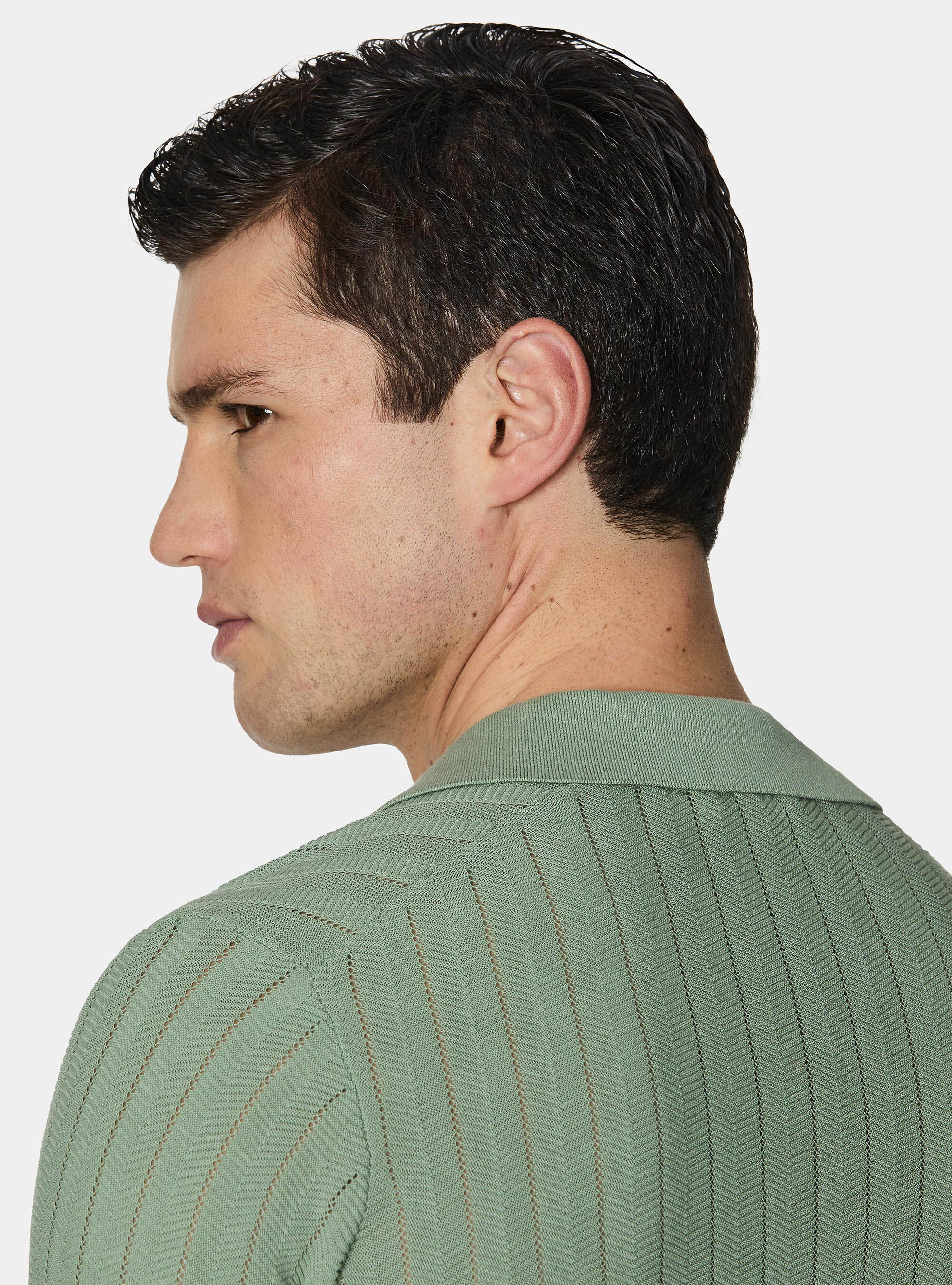 Polo traforata in cotone spigato, SALVIA 0602C