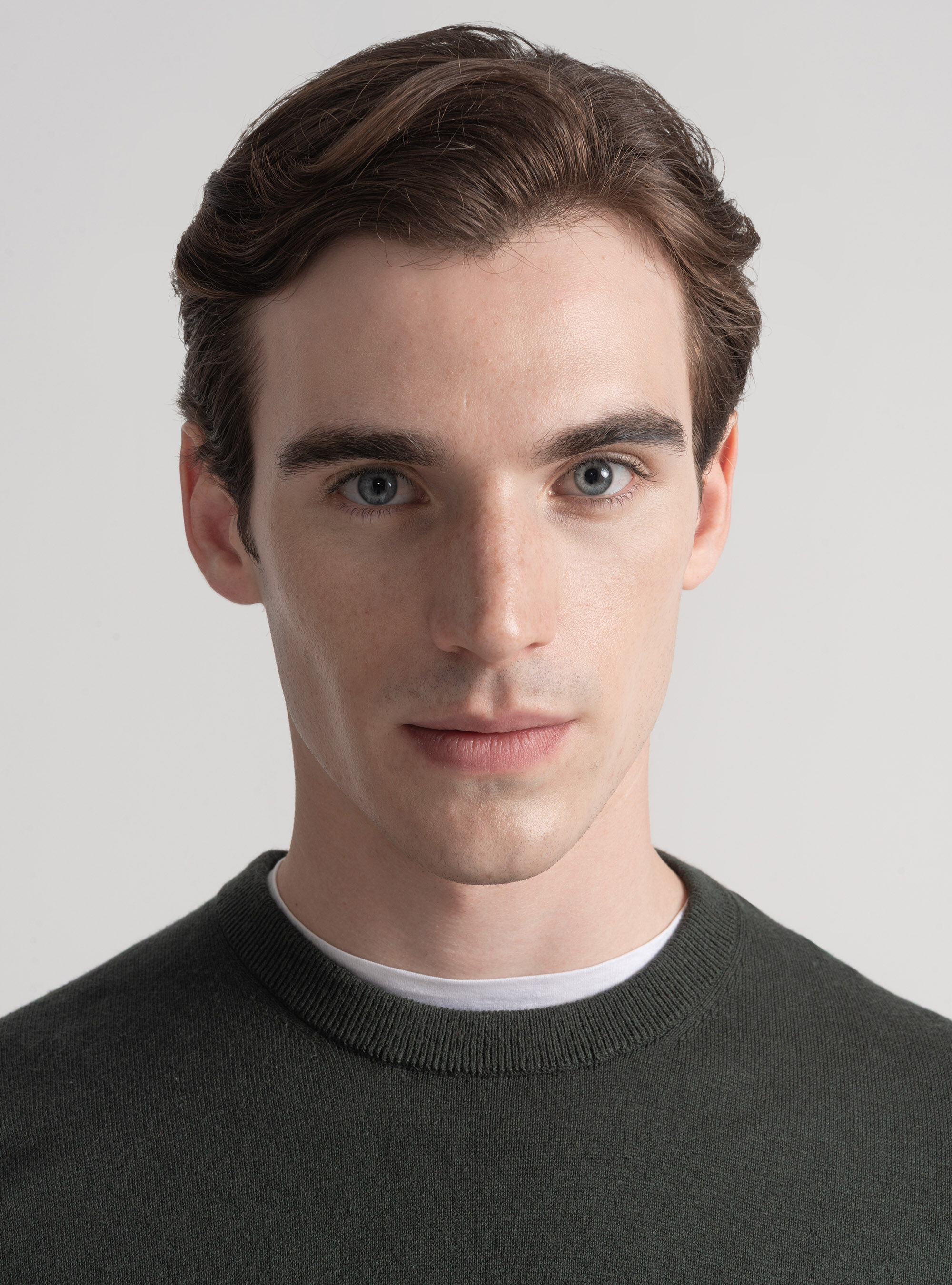 Maglia girocollo in cotone seta e cashmere, MILITARE 0609C