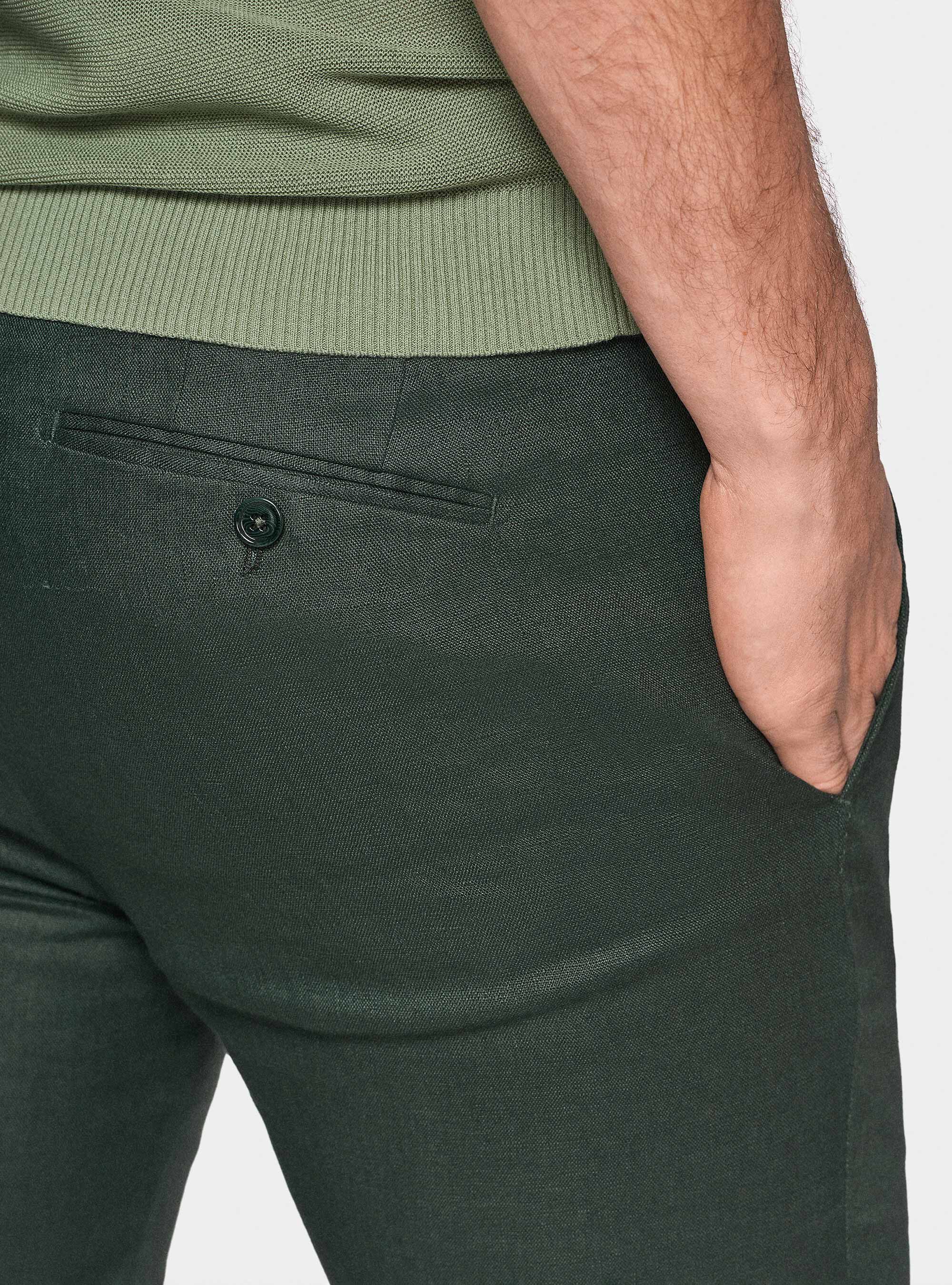 Pantaloni abito in puro lino, VERDE
