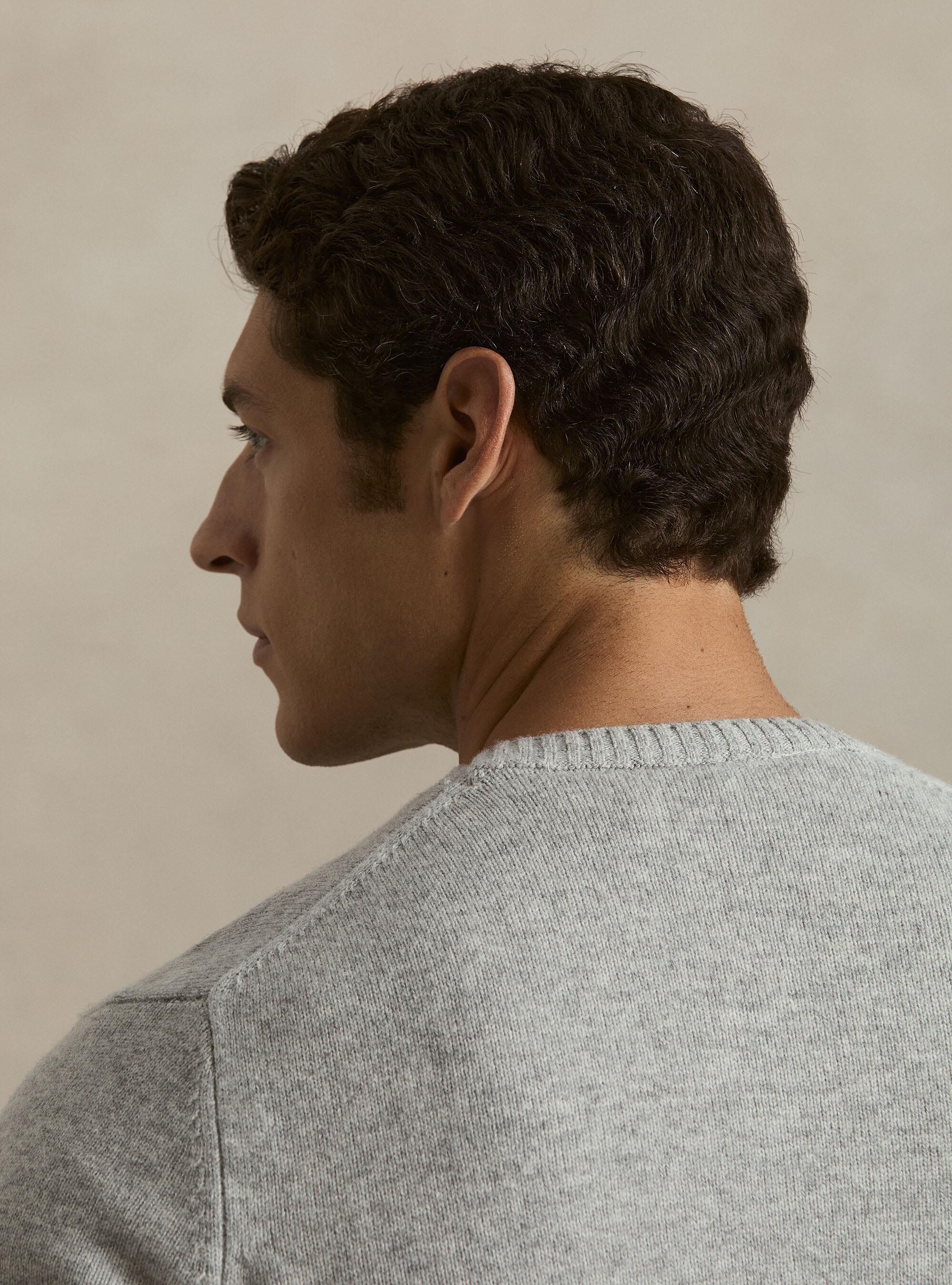 Pullover mit Rundhalsausschnitt aus einer Woll-Kaschmir-Mischung, GRIGIO CHIARO MEL 0150C