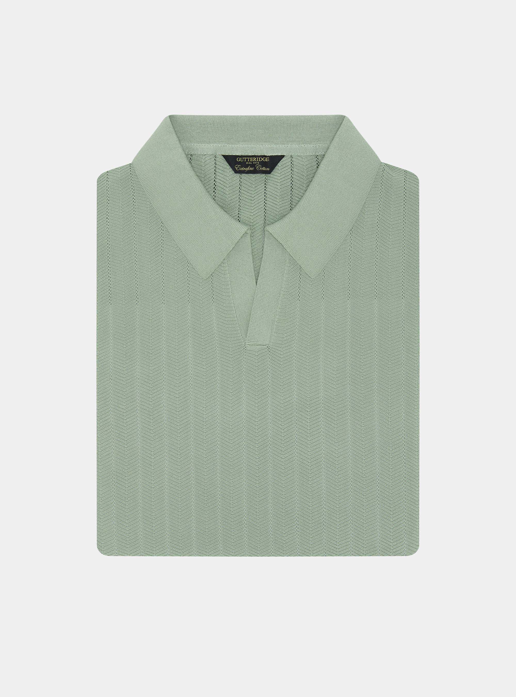 Polo traforata in cotone spigato, SALVIA 0602C