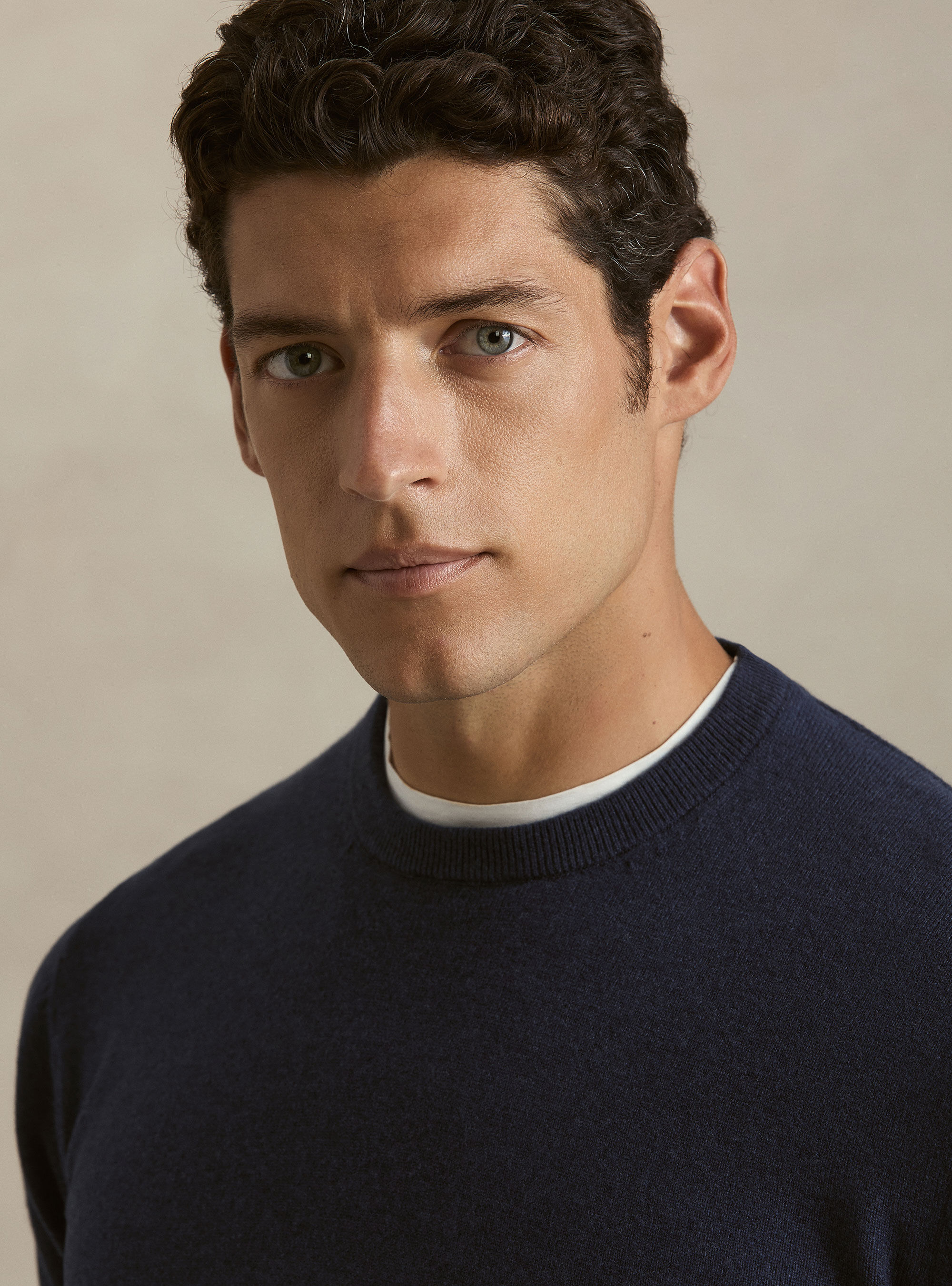 Lambswool and cashmere crewneck sweater, INK