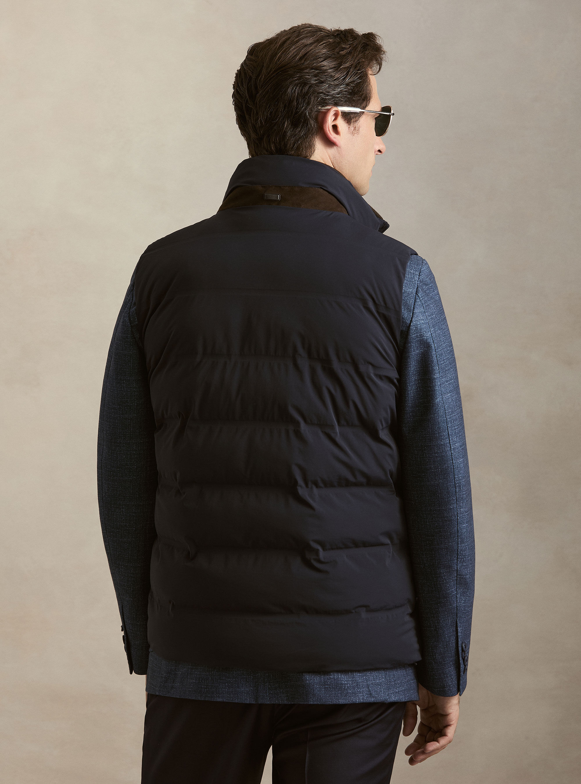 Smanicato trapuntato in tessuto tecnico performante, BLU NAVY