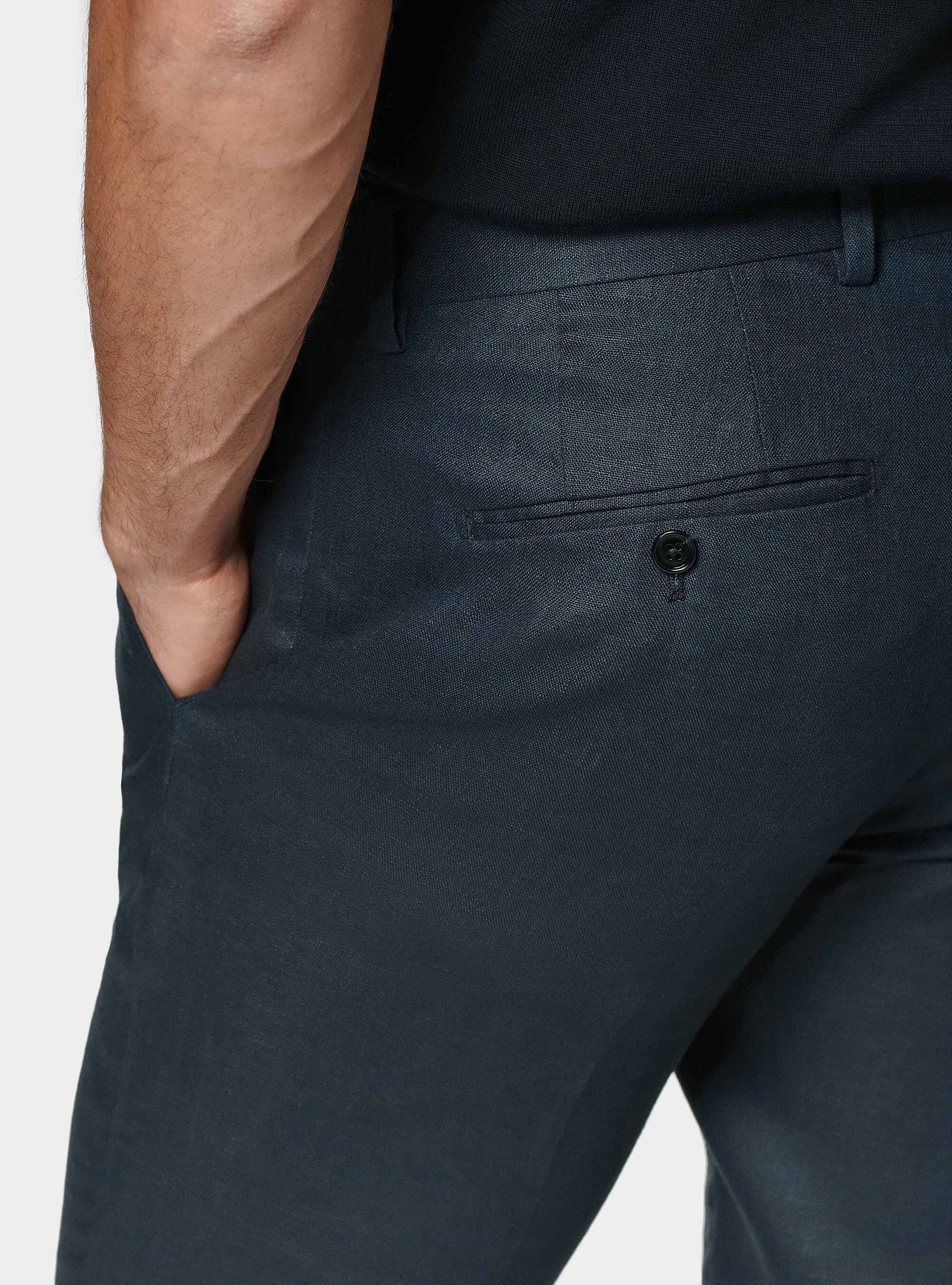 Kleidungshose aus reinem Leinen, NAVY 0218C