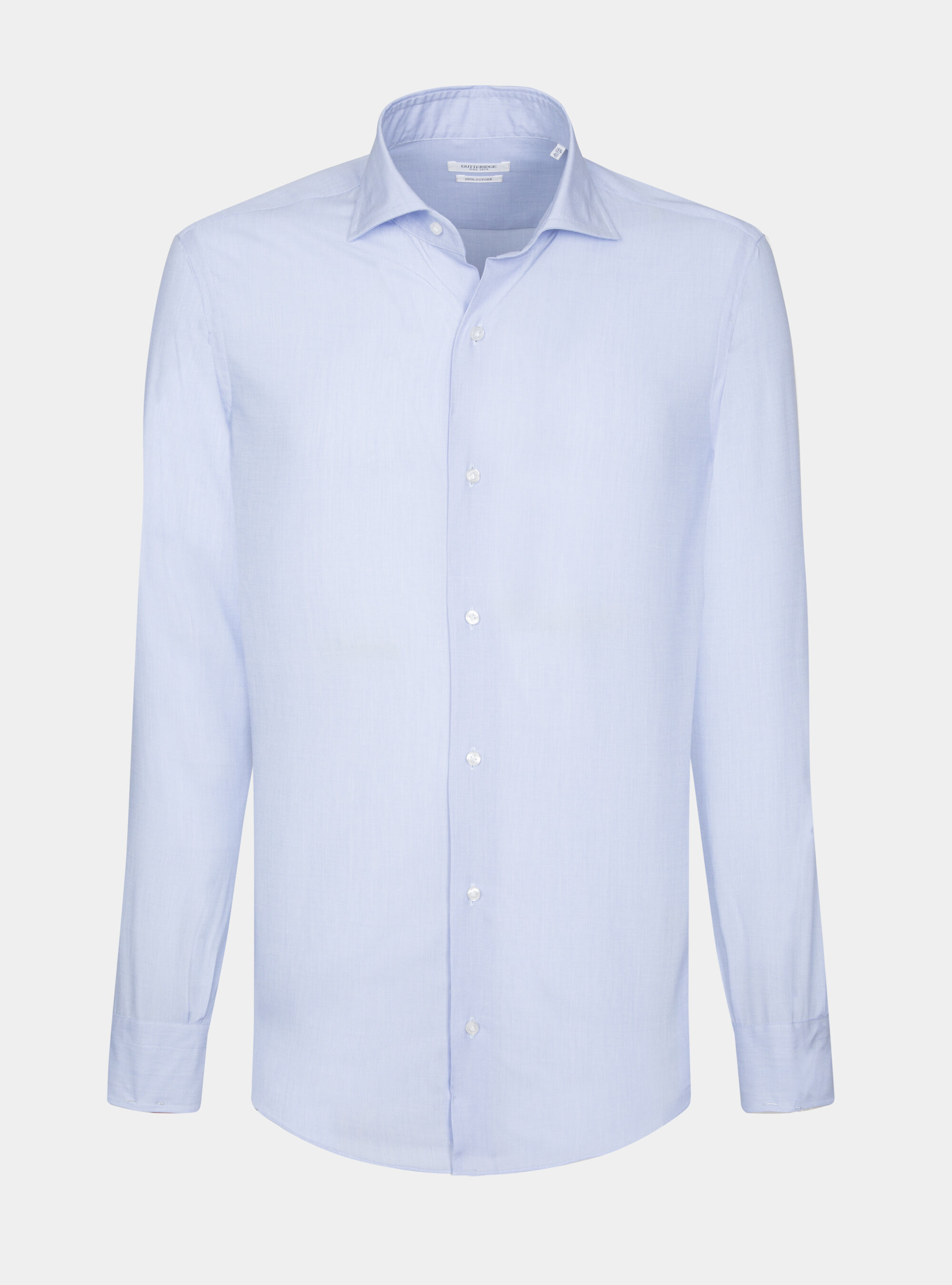 Cotton fil a fil shirt with semi French collar, LIGHT BLUE
